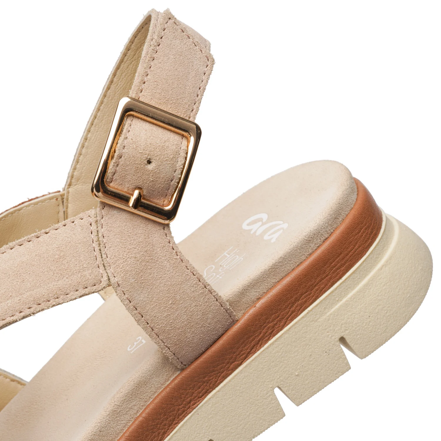 Ara Clearwater Women's Sandals Cream/Mousse/Mocca Calf/Shell Suede - Image 10