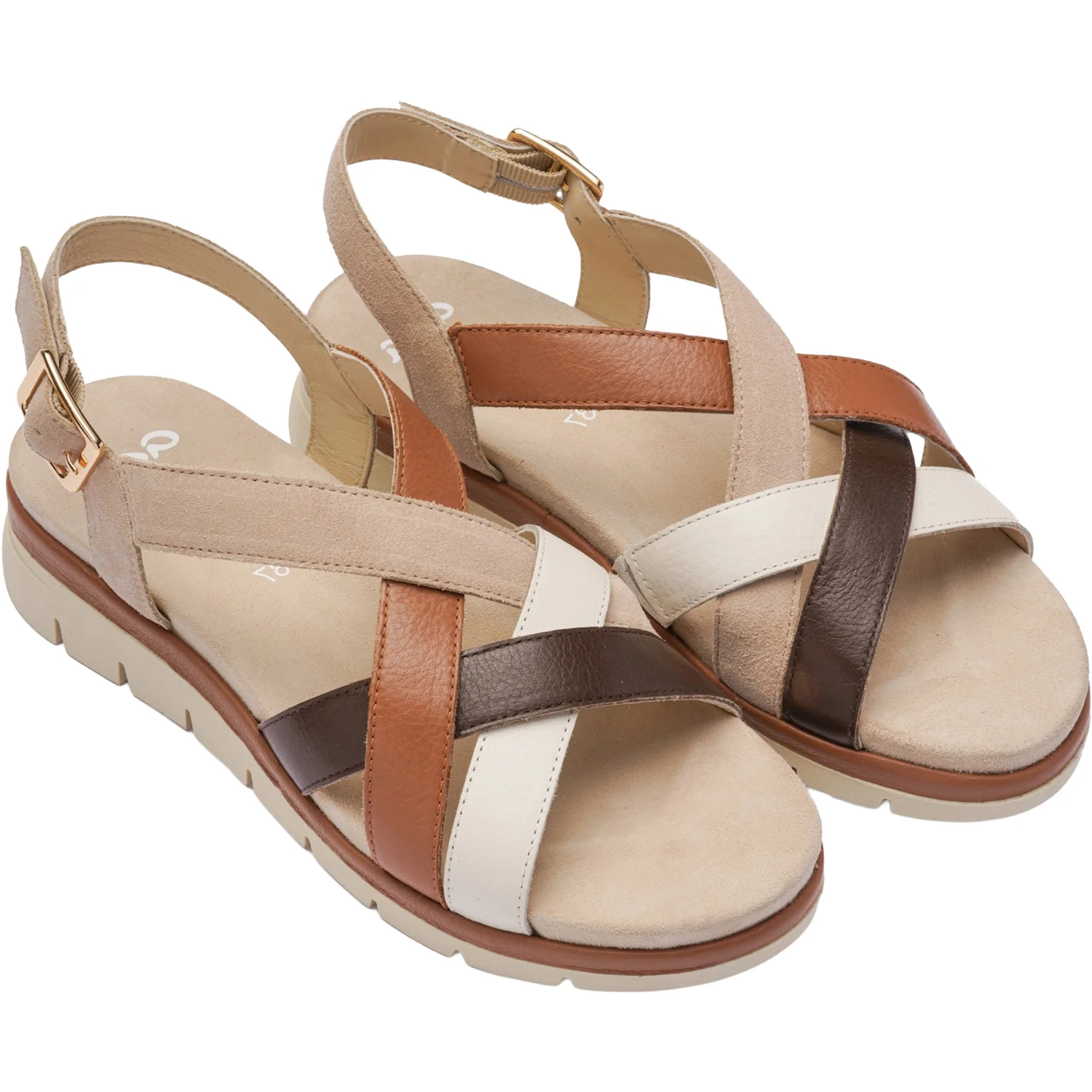 Ara Clearwater Women's Sandals Cream/Mousse/Mocca Calf/Shell Suede - Image 8