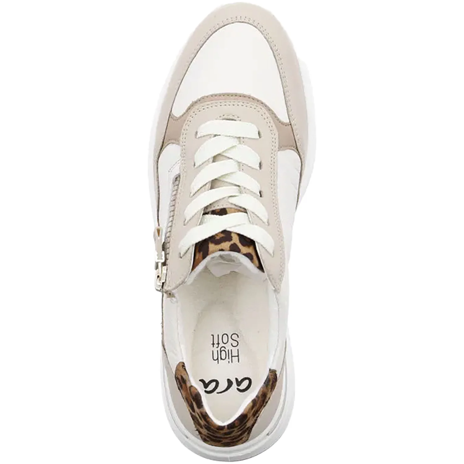 Ara Gardenia Women's Sporty Lace Up Shoes Shell/Cream/Sand Leather - Image 2