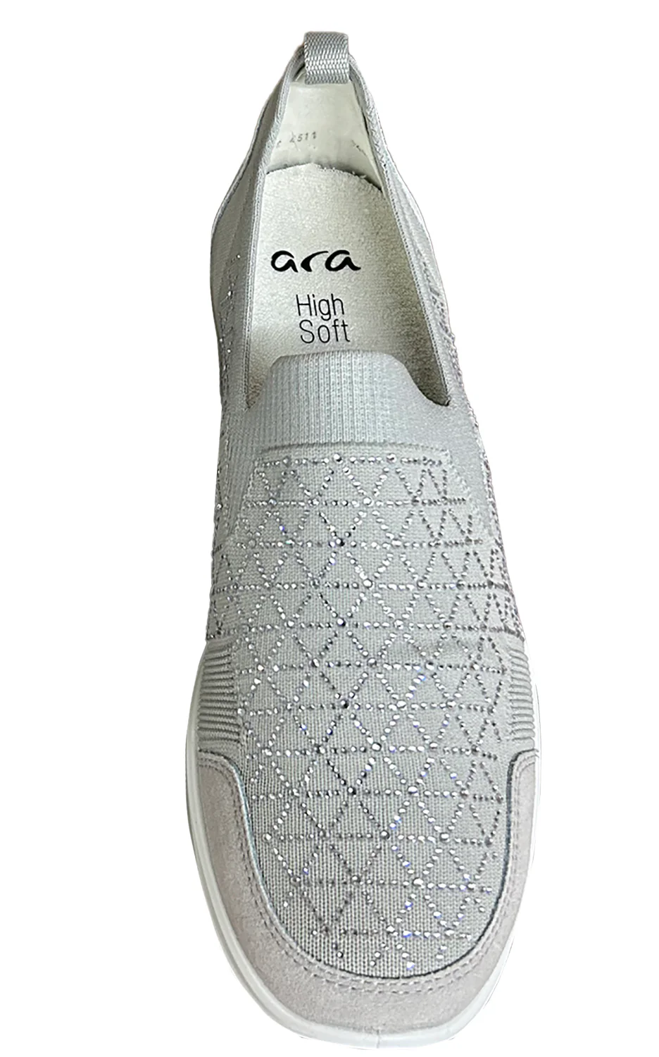 Ara Lisbon Wovenstretch with Sparkle Women's Athletic Athleisure Shoes Slip Ons Pebble - Image 2