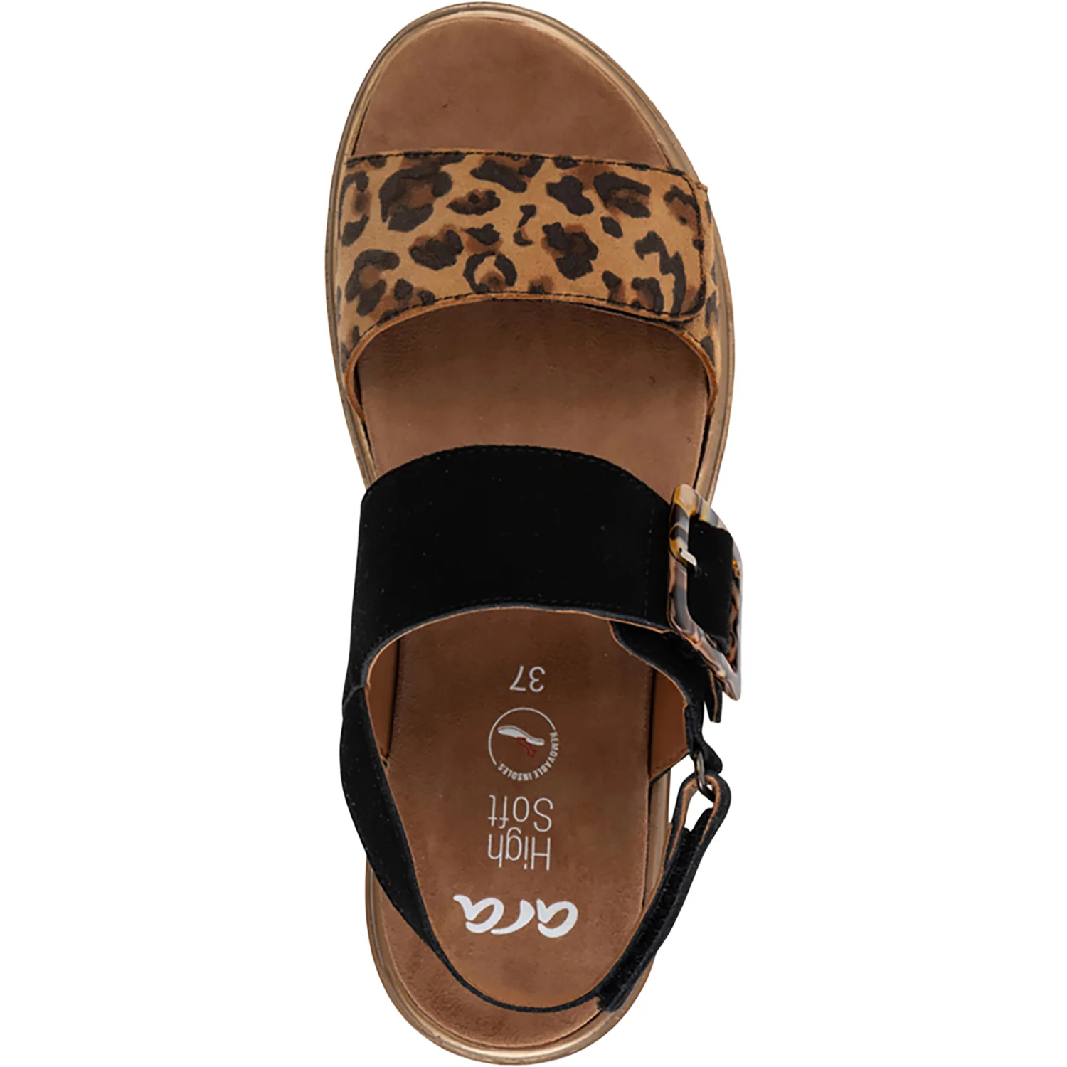 Ara Marbella Women's Sandals Nature Leo Print /Black Kid Suede - Image 2