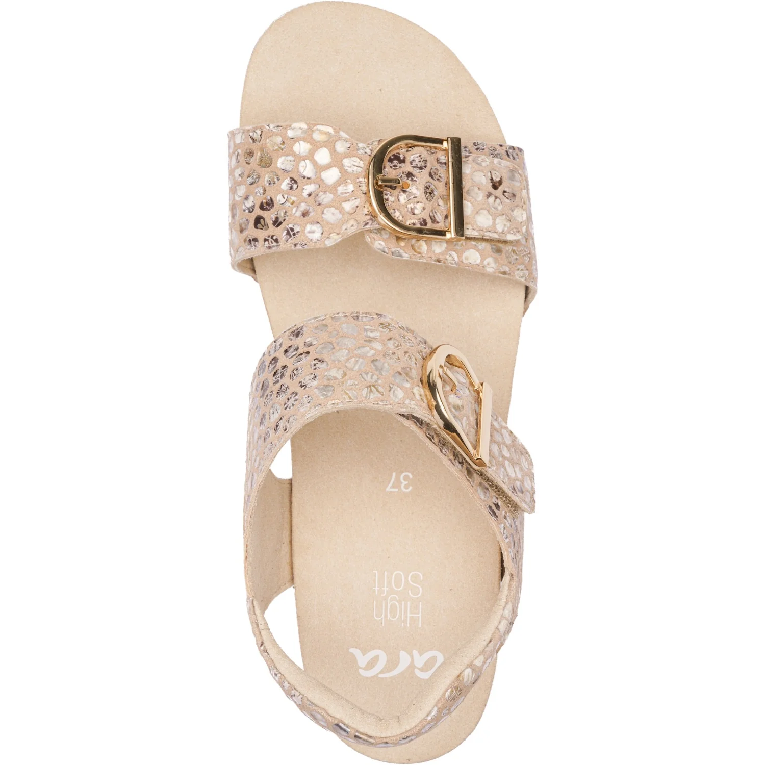 Ara Nova Women's Wedge Sandals Camel Konfettikid Leather - Image 2