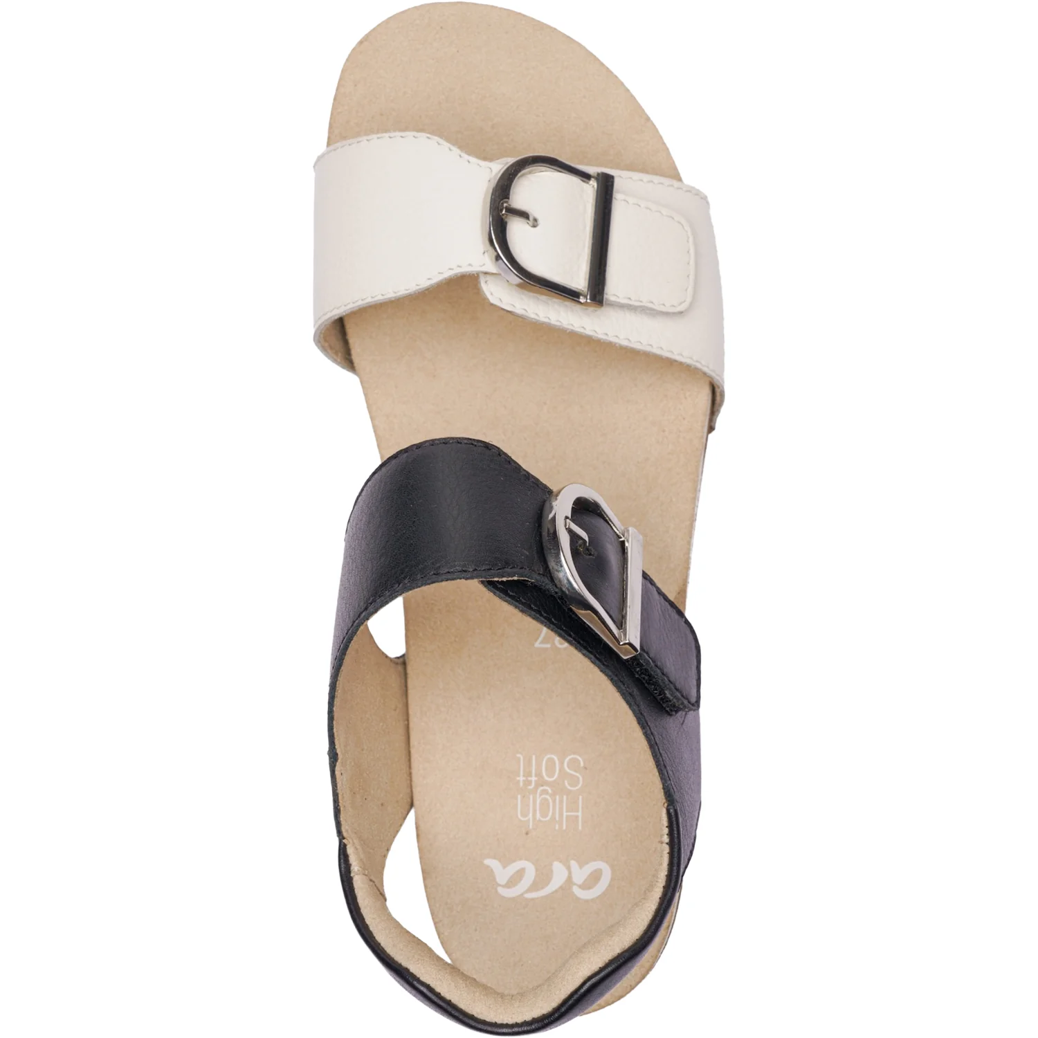 Ara Nova Women's Wedge Sandals Cream/Black Calf Leather - Image 2