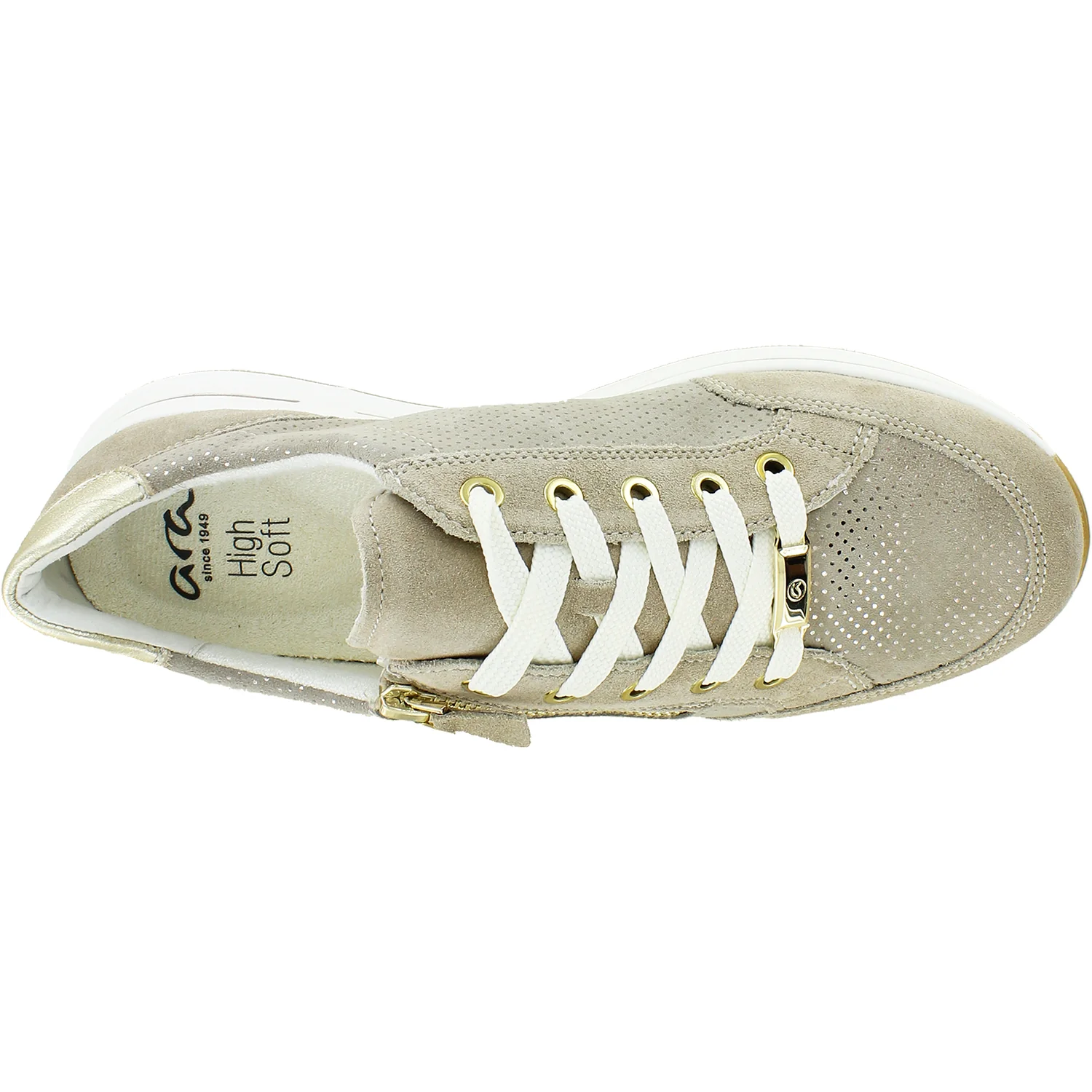 Ara Oleanna Women's Walking Sneakers Sand/Platinum Suede - Image 2