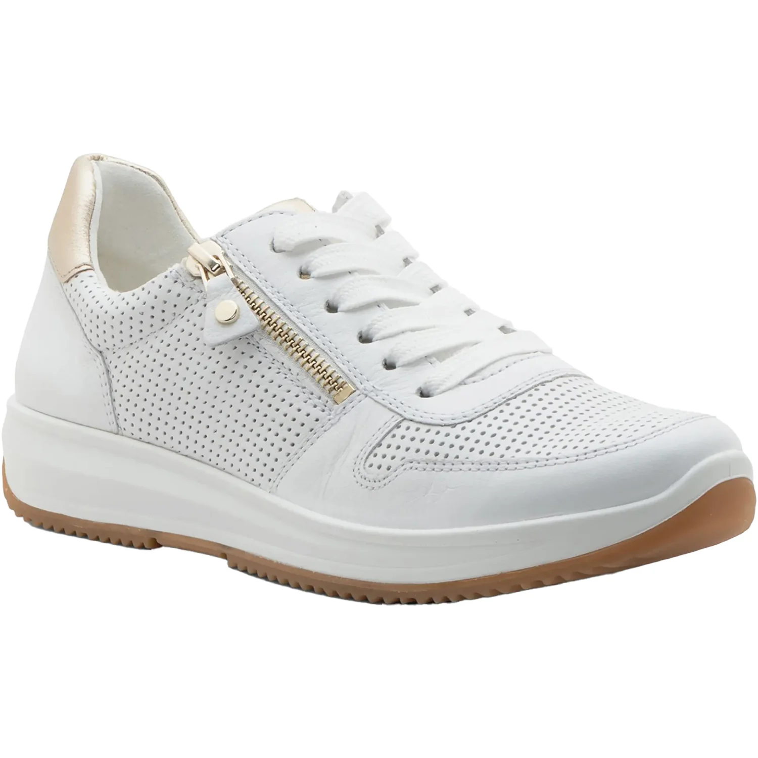 Ara Opal Women's Sporty Lace Up Shoes White Calf Leather - Image 4