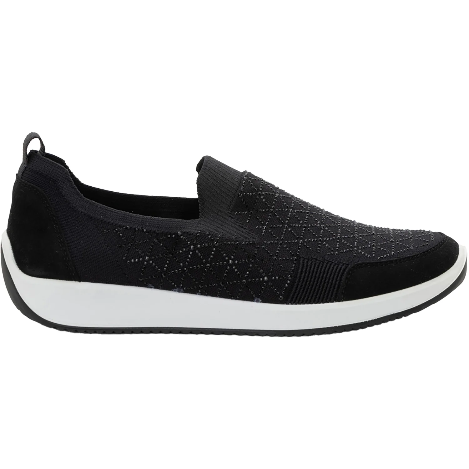 Ara Lisbon Wovenstretch With Sparkle Women's Athletic Athleisure Shoes Slip Ons Black/White