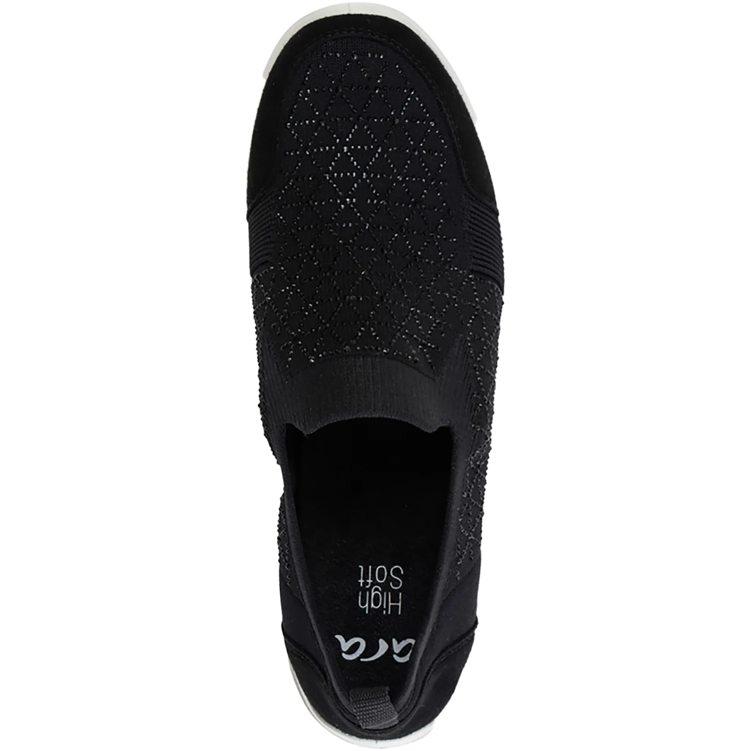 Ara Lisbon Wovenstretch With Sparkle Women's Athletic Athleisure Shoes Slip Ons Black/White - Image 2