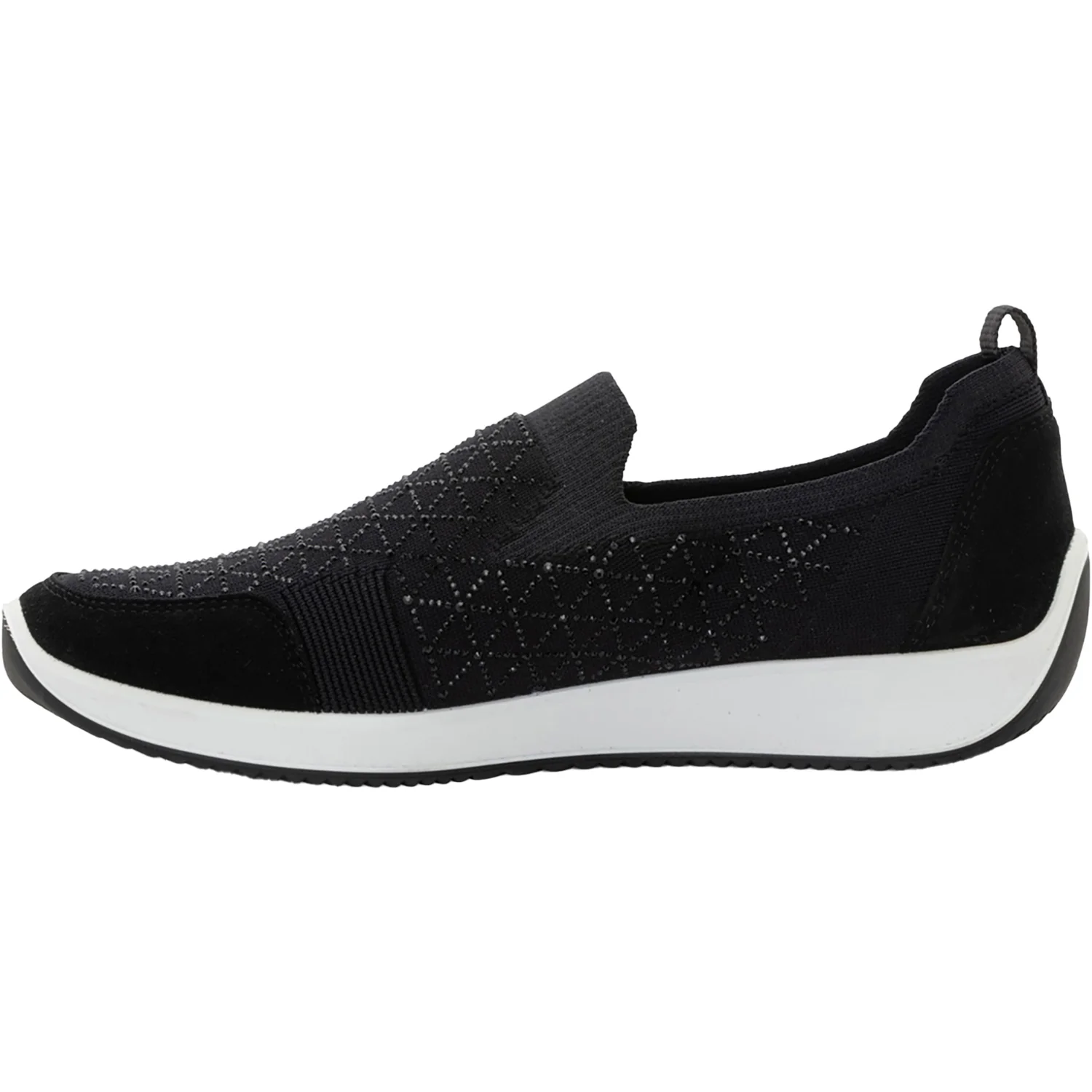 Ara Lisbon Wovenstretch With Sparkle Women's Athletic Athleisure Shoes Slip Ons Black/White - Image 3