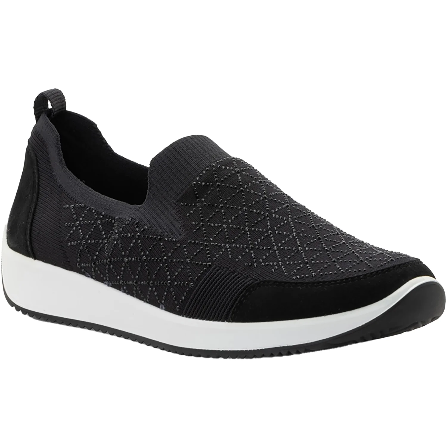 Ara Lisbon Wovenstretch With Sparkle Women's Athletic Athleisure Shoes Slip Ons Black/White - Image 5