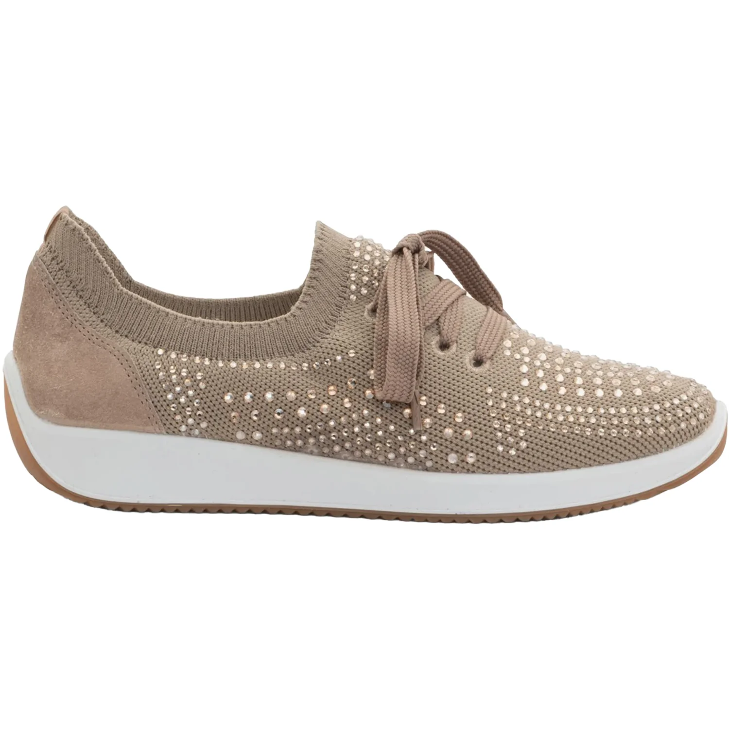 Ara Lisbon Lace Wovenstretch With Sparkle Women's Athletic Athleisure Shoes Lace Up Shoes Sand