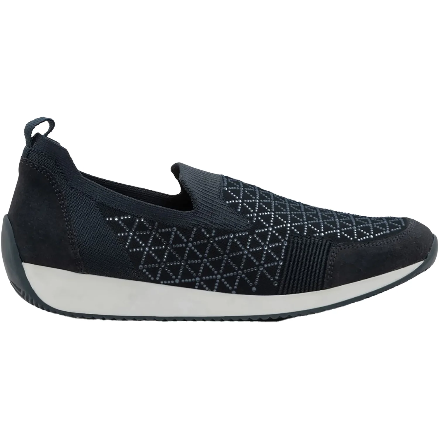 Ara Lisbon Wovenstretch with Sparkle Women's Athletic Athleisure Shoes Slip Ons Navy