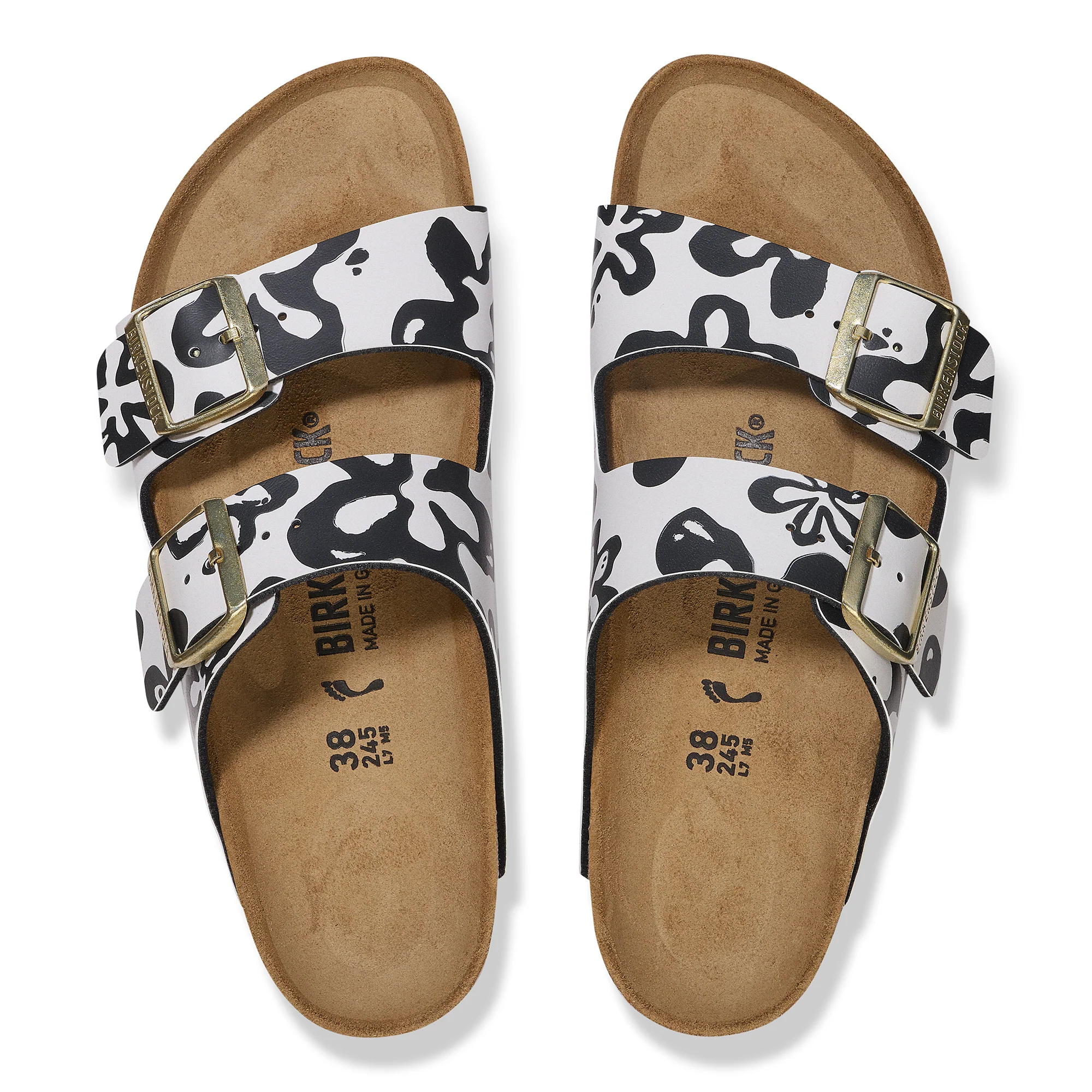 Arizona Birko-Flor Women's Sandals Blooms White/Black - Image 2