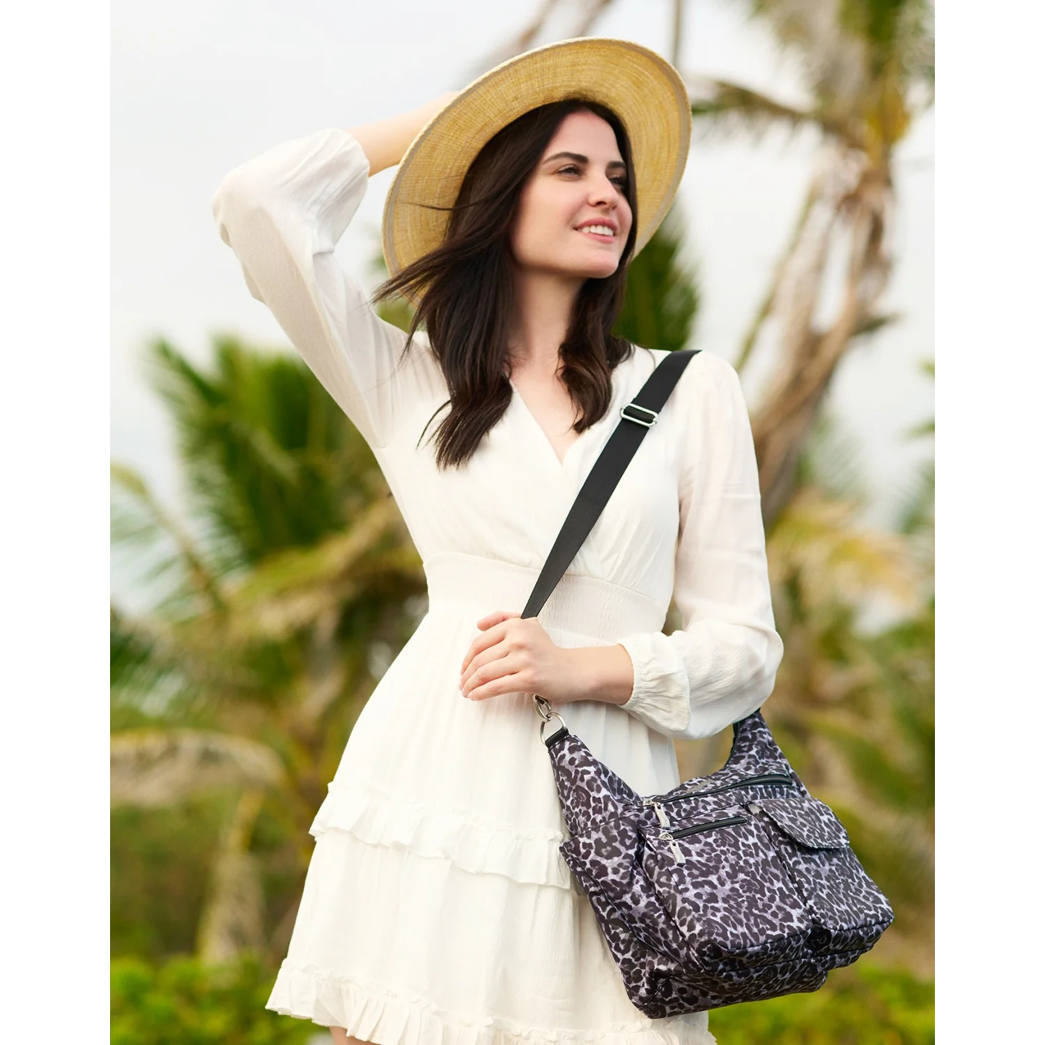 Baggallini Modern Everywhere Hobo Handbag Black Nylon - Image 4