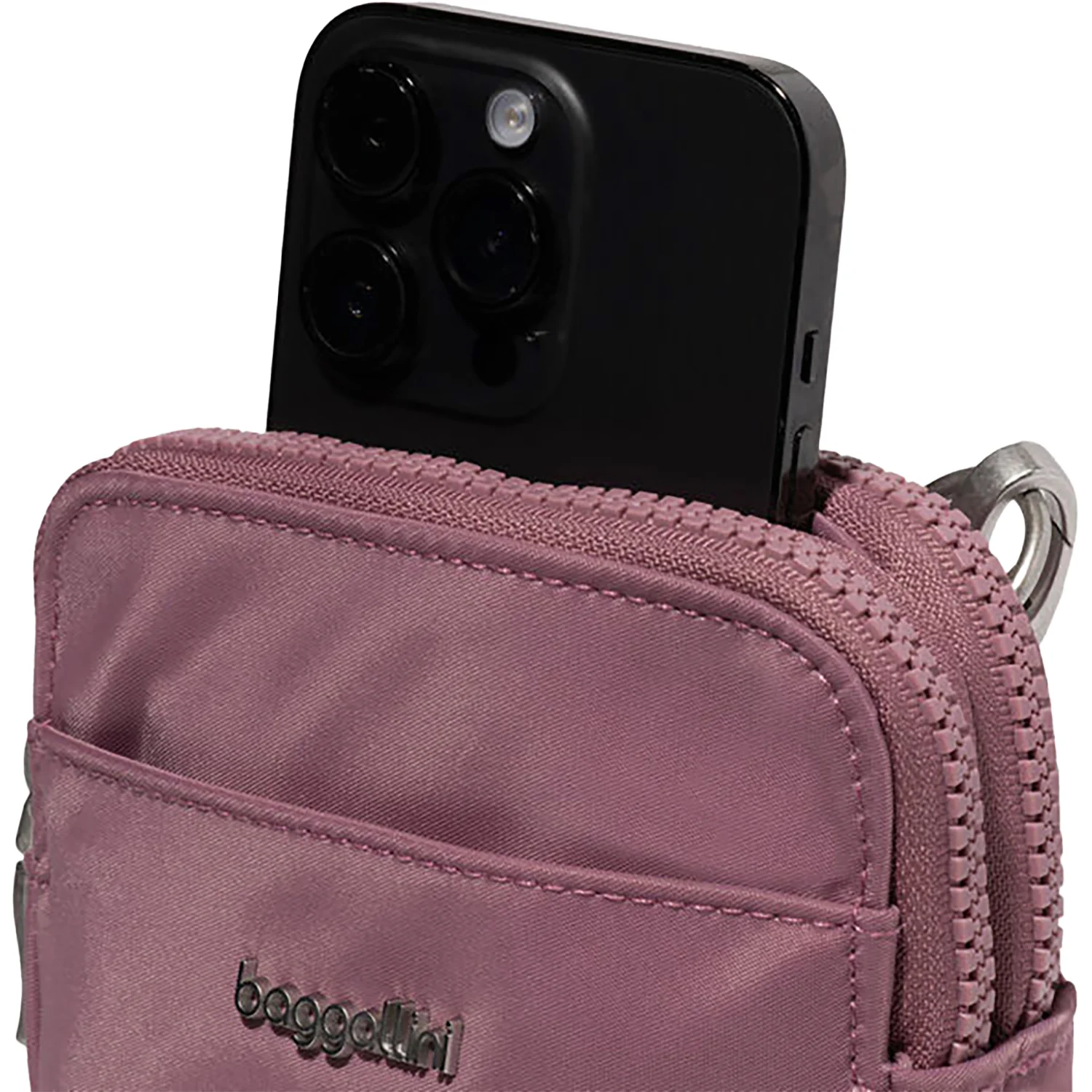 Baggallini Modern Take Two RFID Crossbody Handbag Mauve Twill Nylon - Image 5