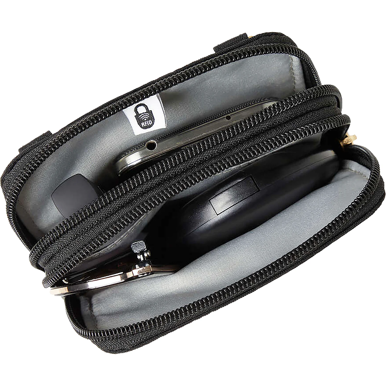Baggallini Take Two RFID Bryant Crossbody Black/Gold Nylon - Image 3