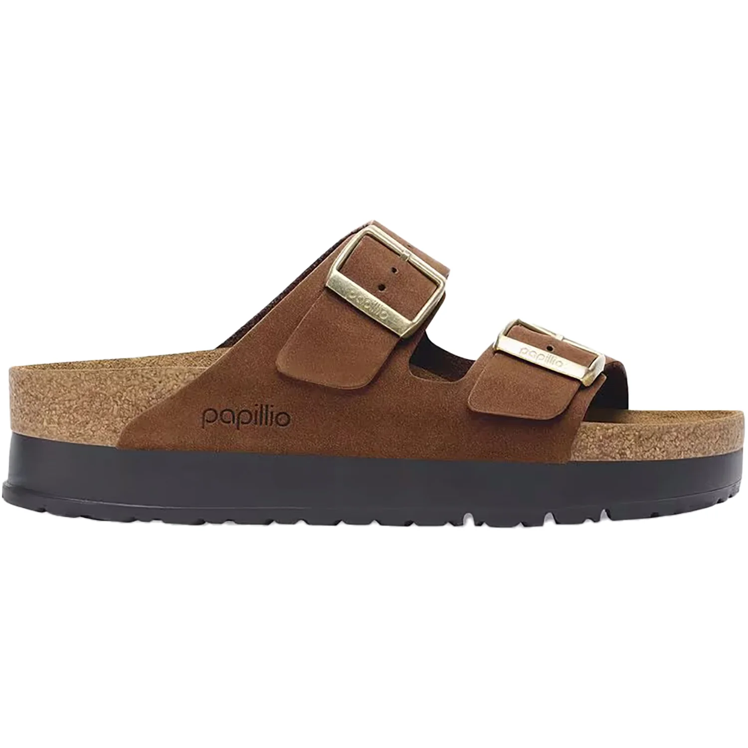 Birkenstock Arizona Platform Women's Sandals Dark Tea Nubuck
