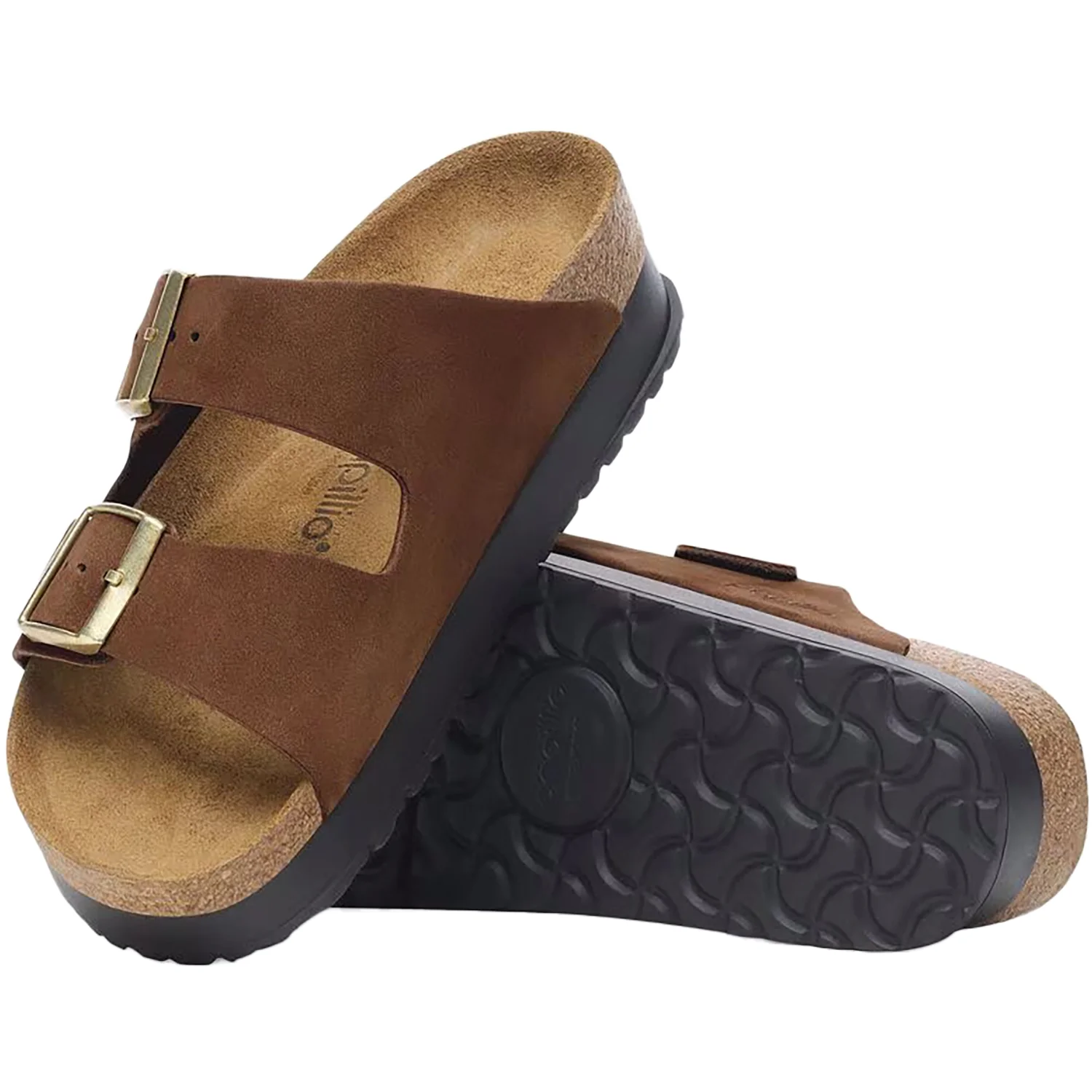 Birkenstock Arizona Platform Women's Sandals Dark Tea Nubuck - Image 3