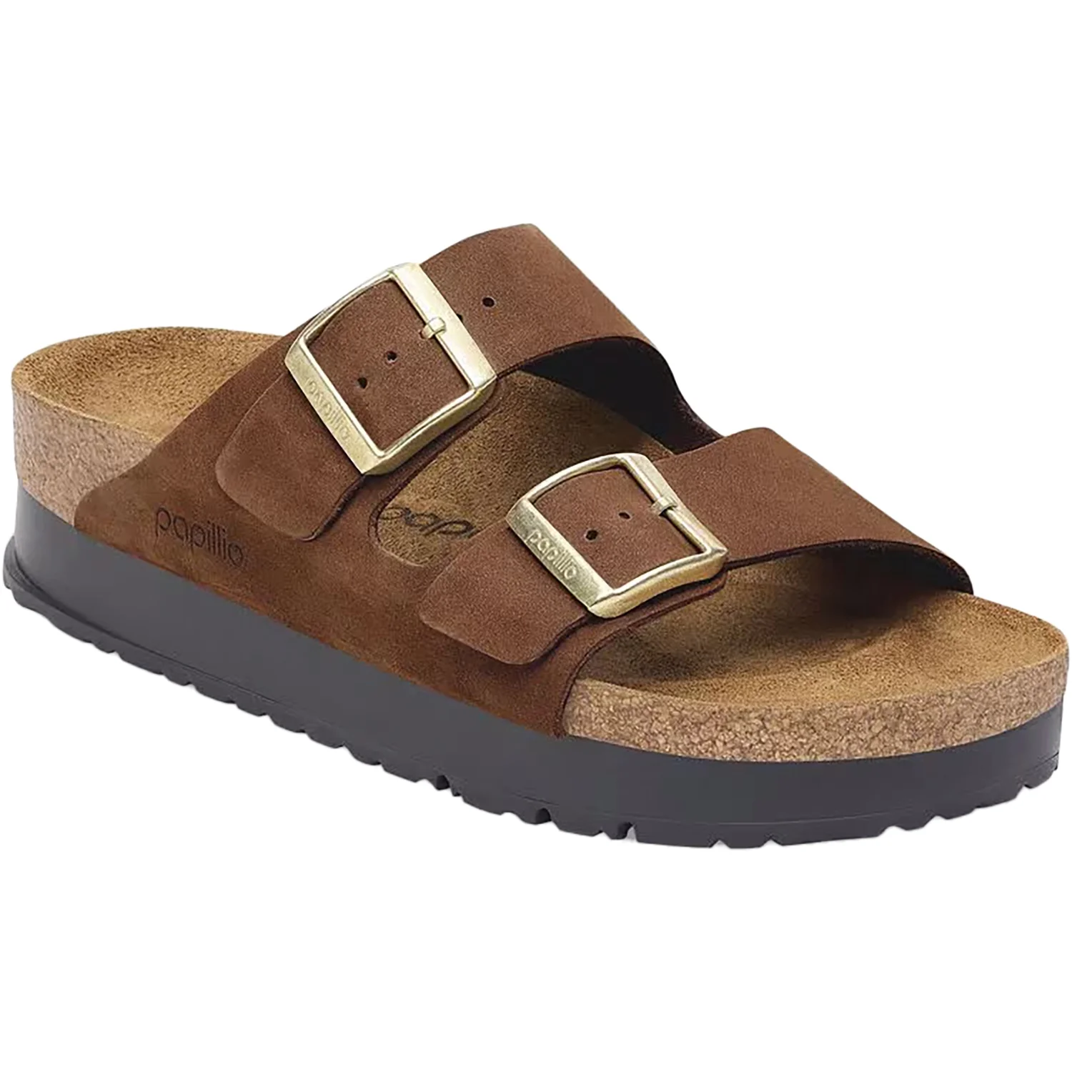 Birkenstock Arizona Platform Women's Sandals Dark Tea Nubuck - Image 4