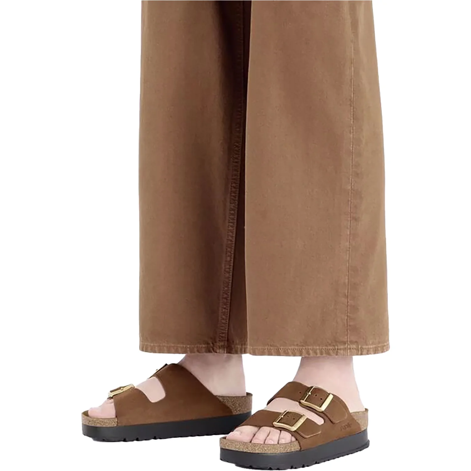 Birkenstock Arizona Platform Women's Sandals Dark Tea Nubuck - Image 5