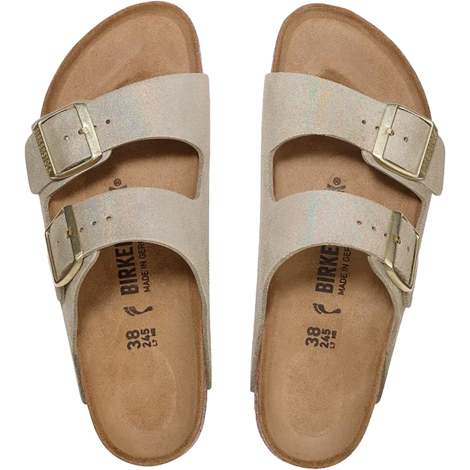 Birkenstock Arizona Women's Sandals Shimmering Taupe Suede - Image 2
