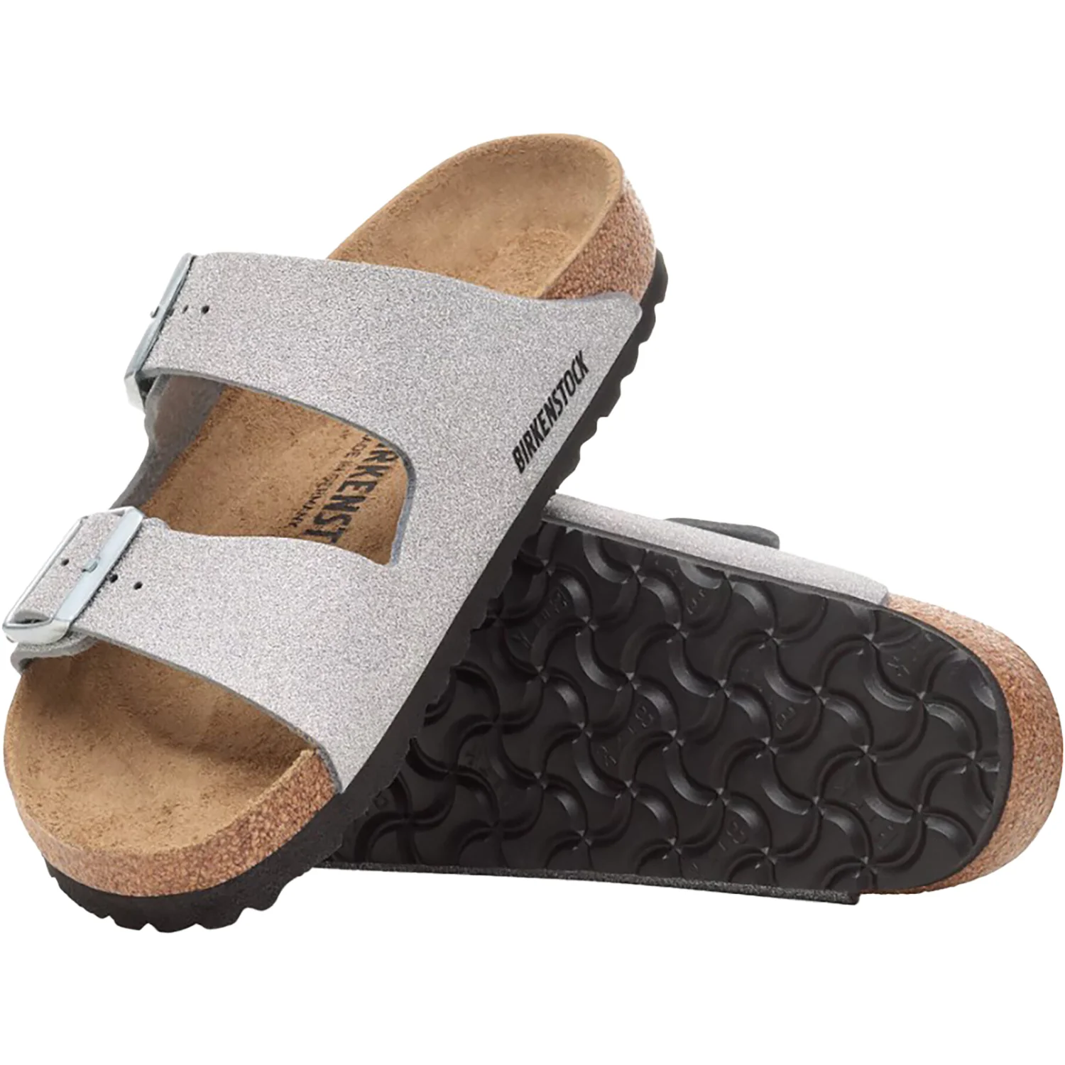 Birkenstock Arizona Women's Sandals Shiny Glitter Silver - Image 3