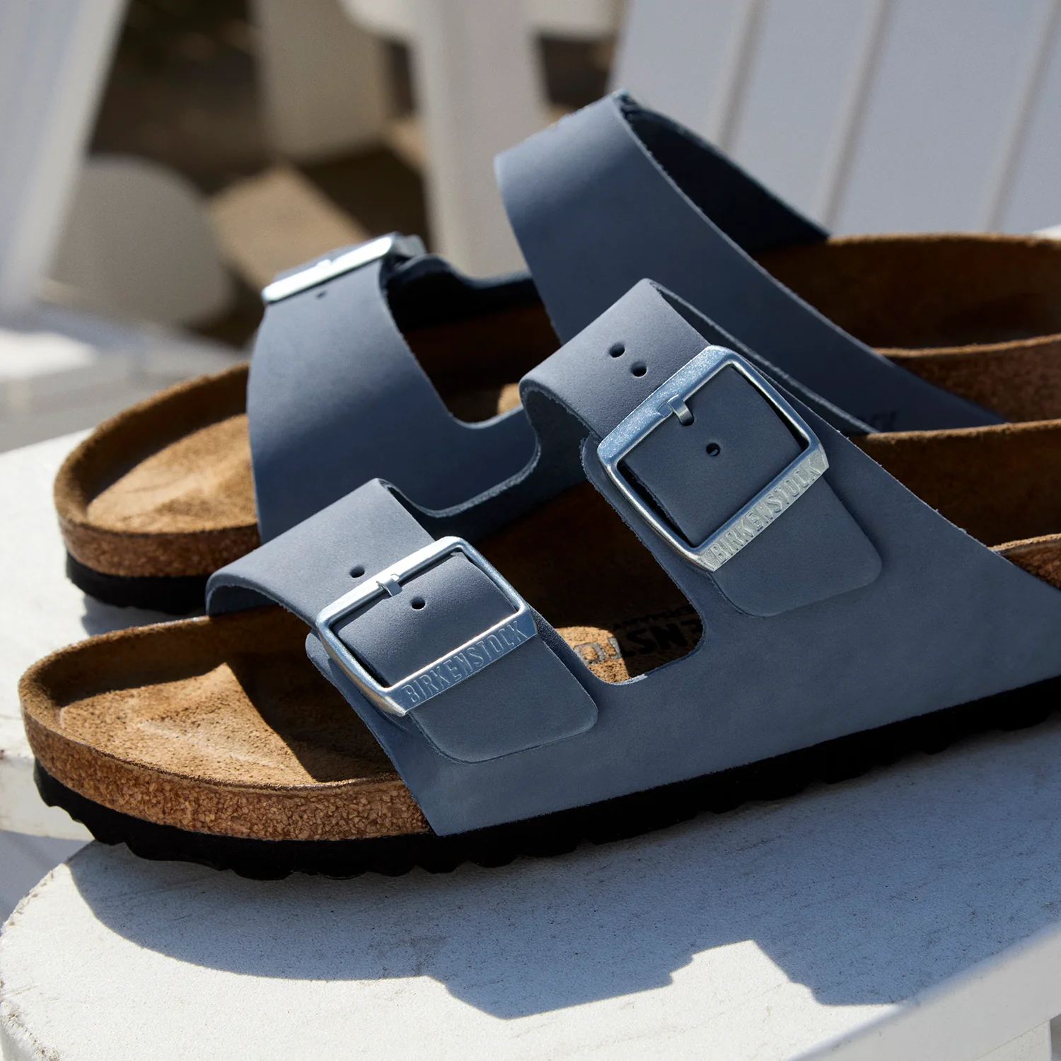 Birkenstock Arizona Women's Sandals Stone Blue Nubuck - Image 6
