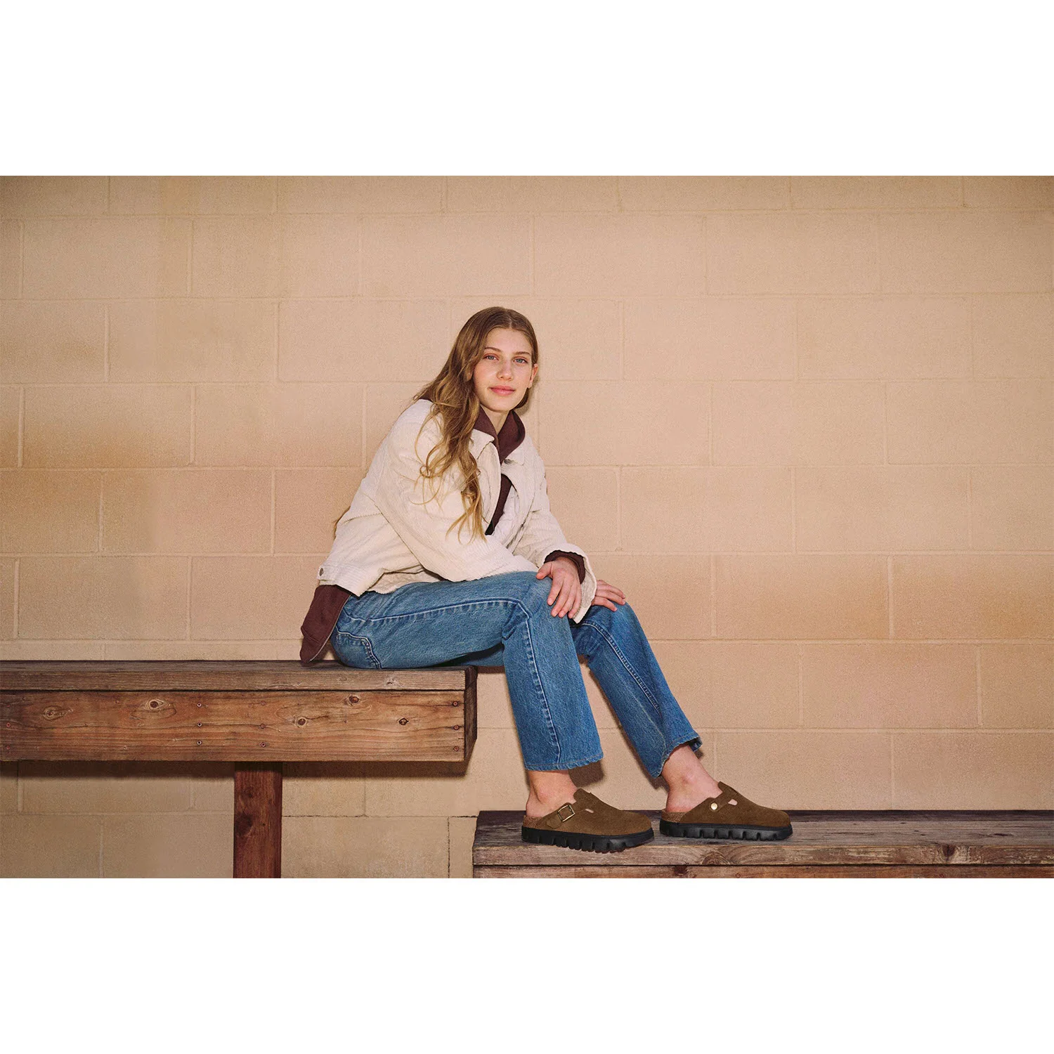 Birkenstock Boston Chunky Women's Clogs Dark Tea Suede - Image 5