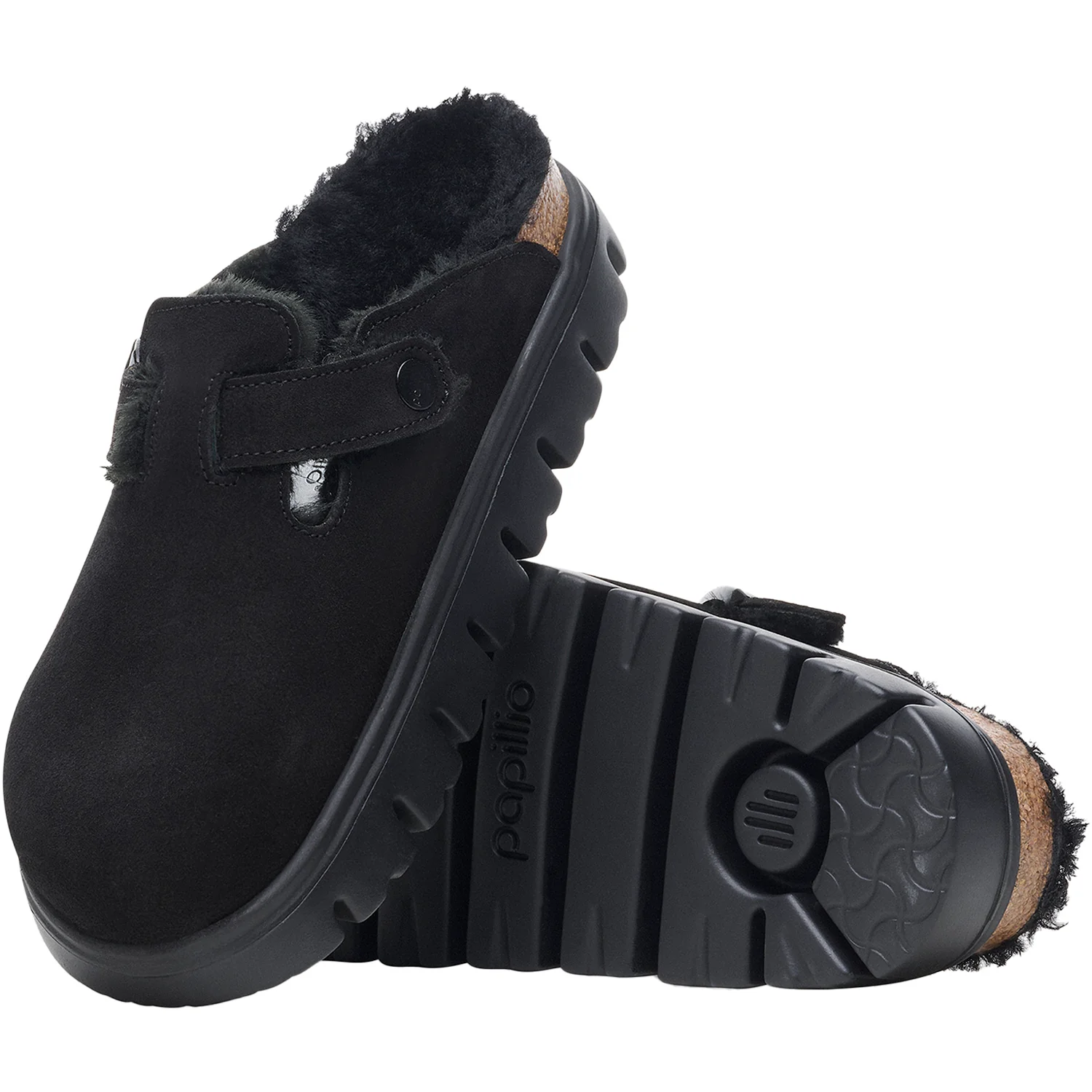 Birkenstock Boston Chunky Shearling Women's Clogs Black/Black - Image 3