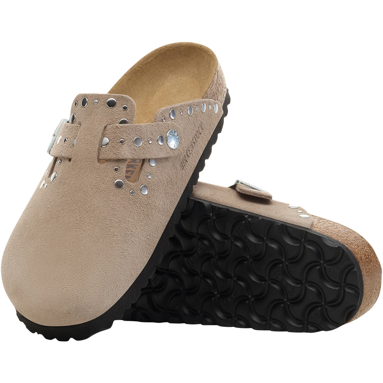 Birkenstock Boston Rivets Women's Clogs Taupe Suede - Image 3