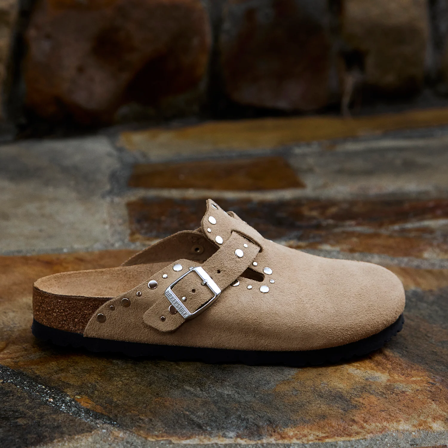 Birkenstock Boston Rivets Women's Clogs Taupe Suede - Image 5