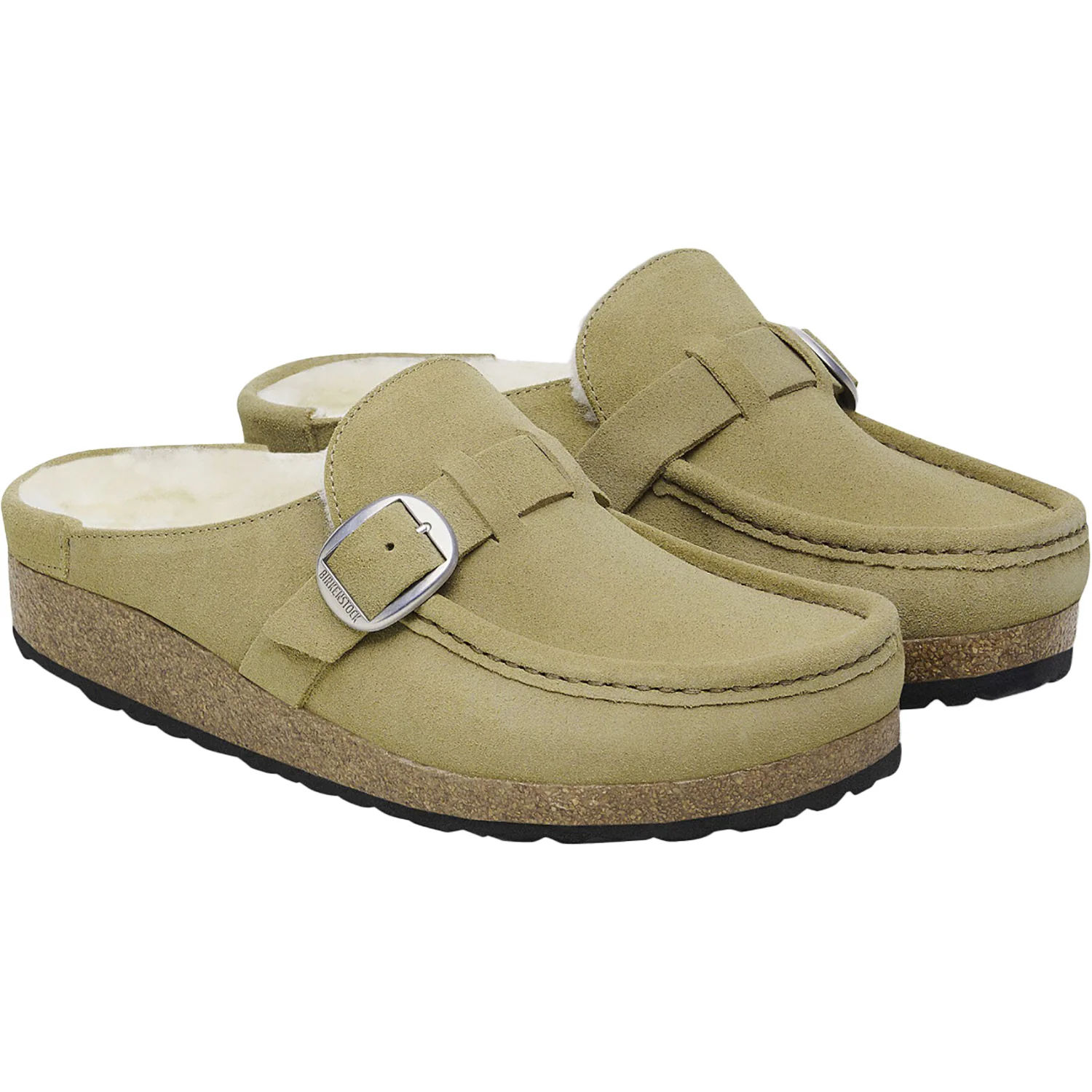 Birkenstock Buckley Shearling Women's Clogs Slippers Taupe Suede - Image 3