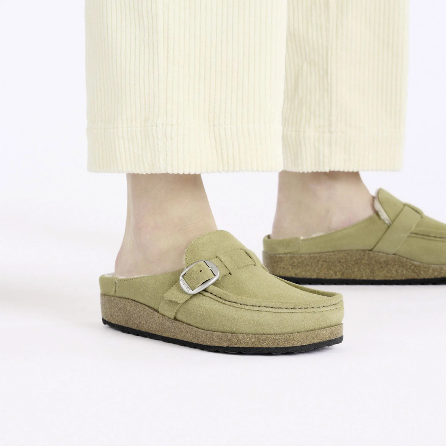 Birkenstock Buckley Shearling Women's Clogs Slippers Taupe Suede - Image 5