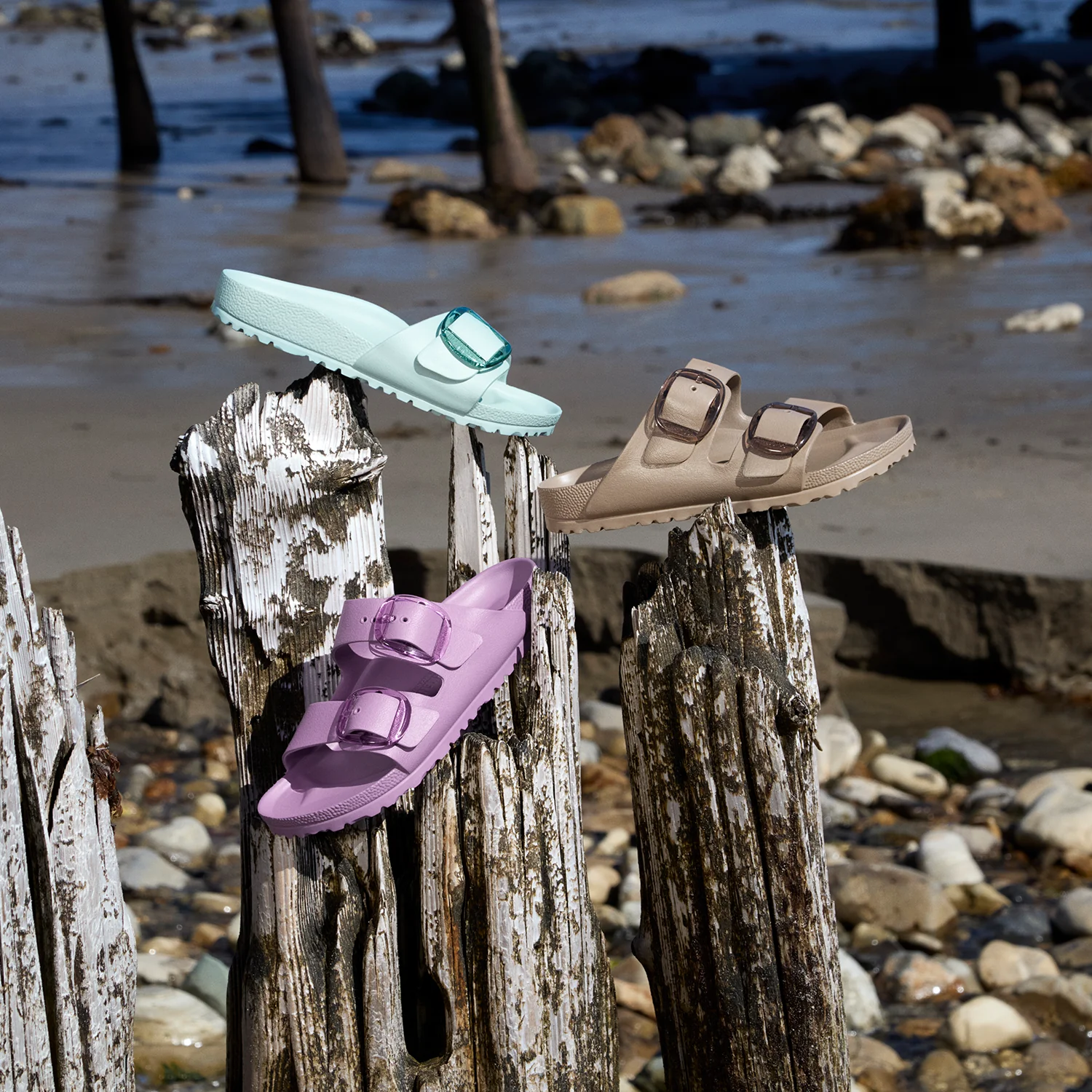 Birkenstock EVA Arizona Big Buckle Women's Recovery Sandals Gray/Taupe - Image 5