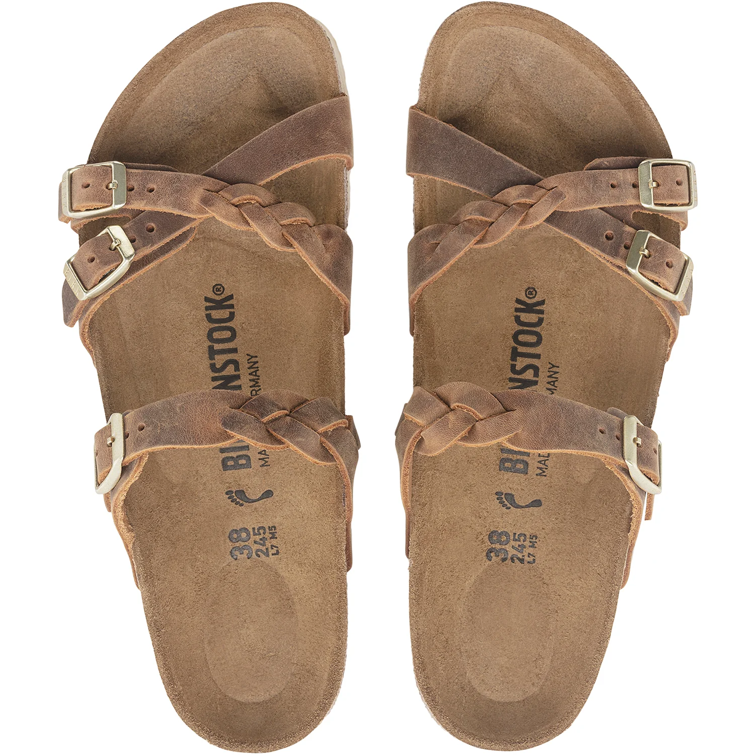 Birkenstock Franca Braid Women's Sandals Cognac Oiled Leather - Image 2