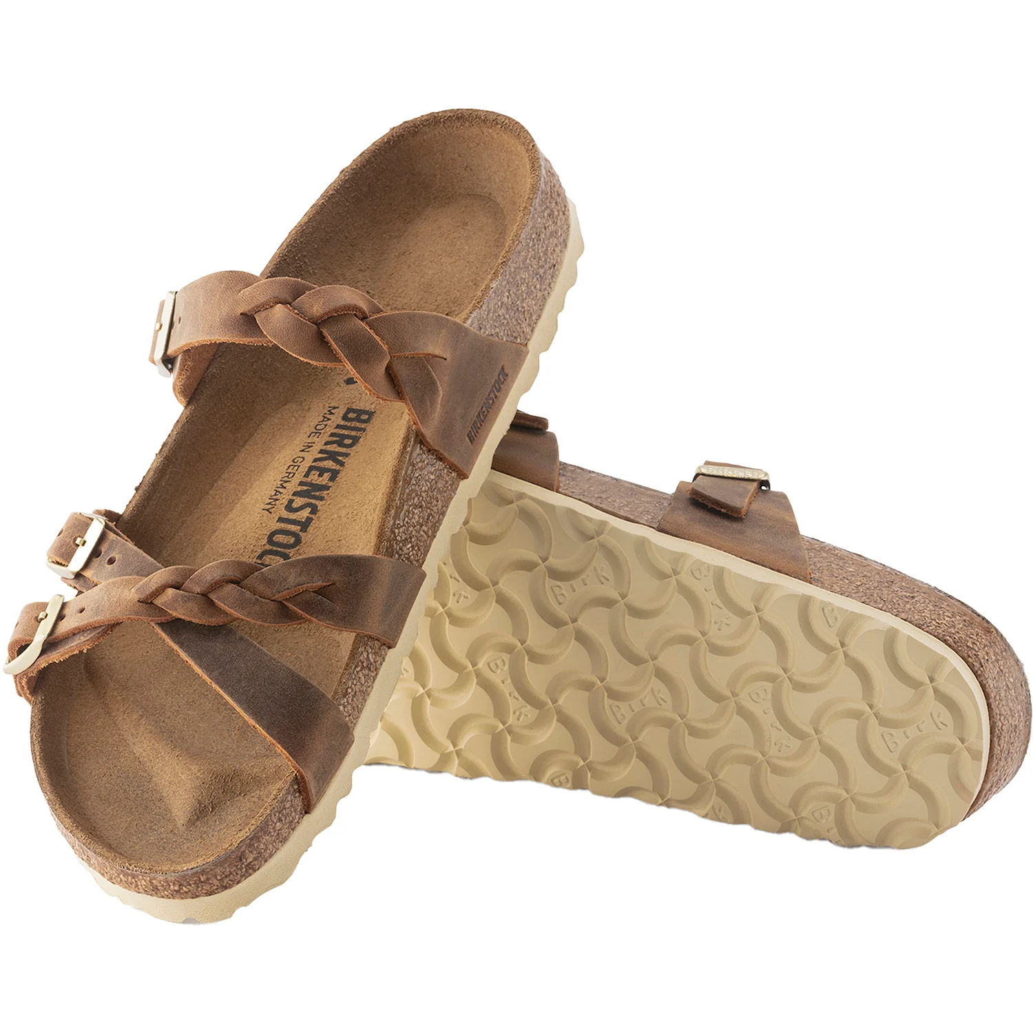 Birkenstock Franca Braid Women's Sandals Cognac Oiled Leather - Image 3