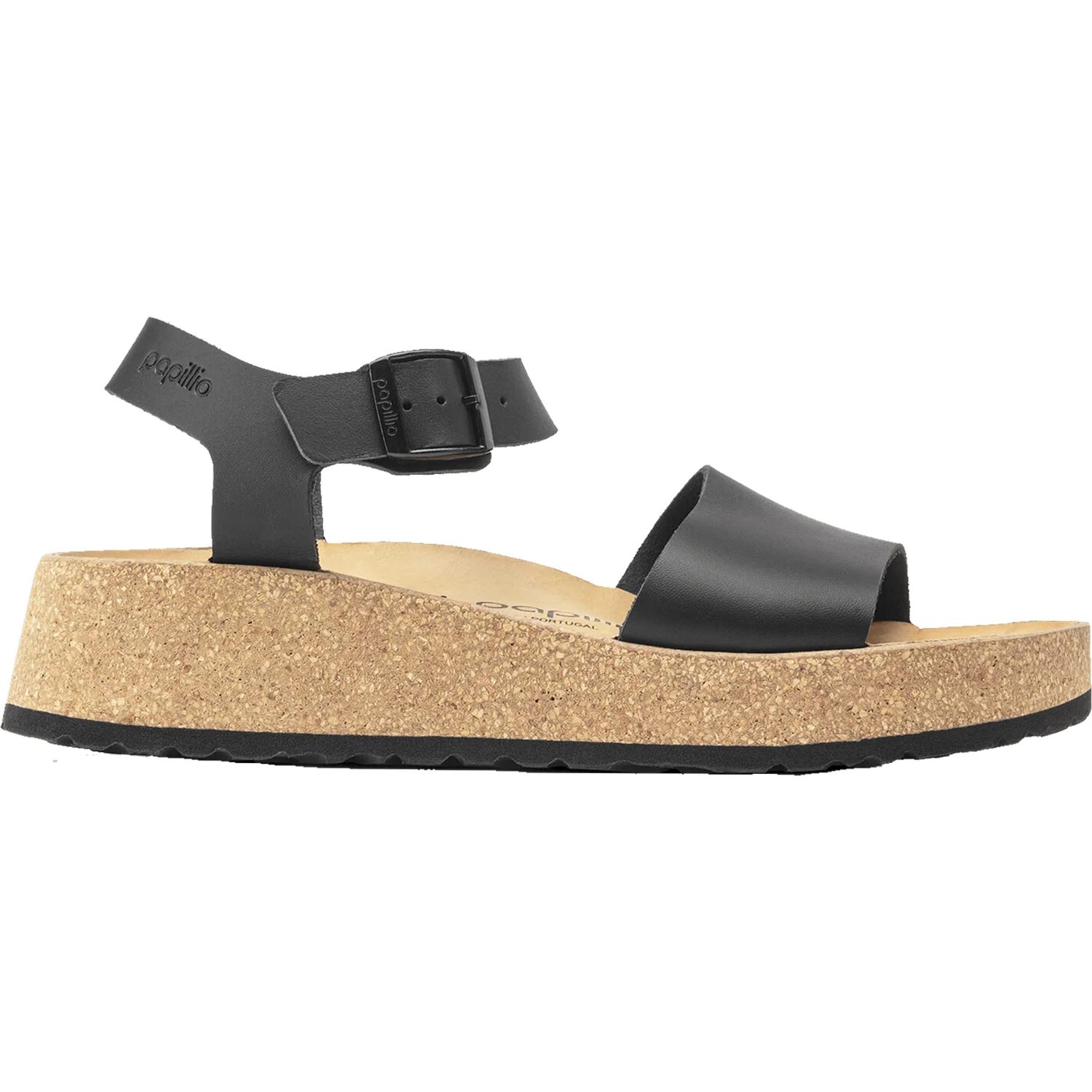 Birkenstock Papillio Glenda Women's Wedge Heel Sandals Black Leather