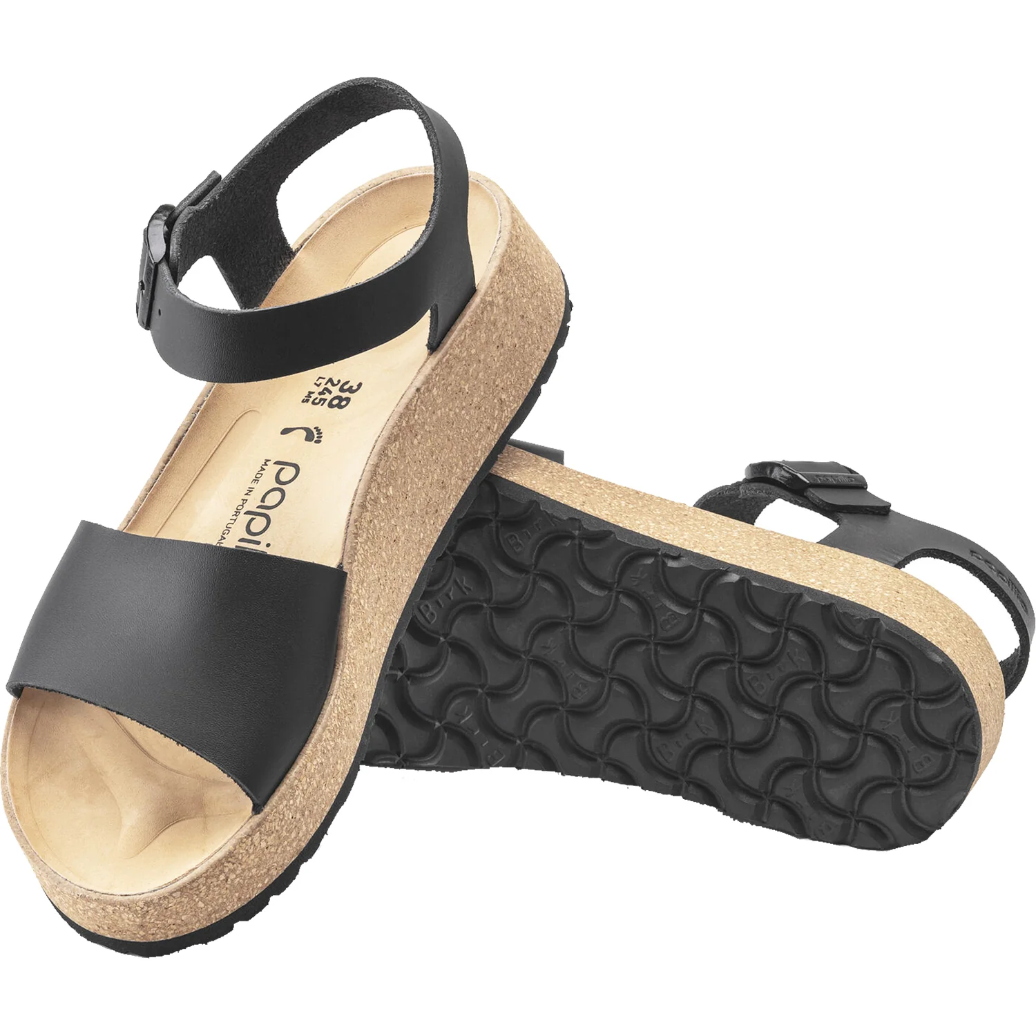 Birkenstock Papillio Glenda Women's Wedge Heel Sandals Black Leather - Image 3