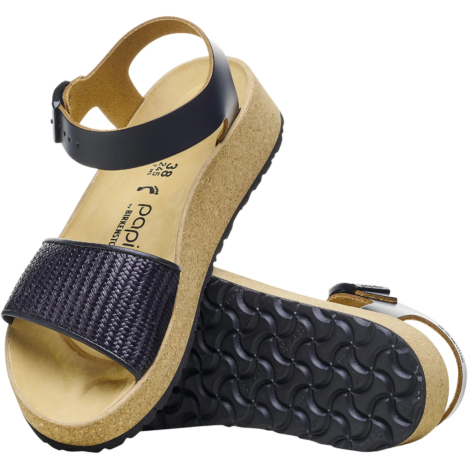 Birkenstock Papillio Glenda Women's Wedge Heel Sandals Black/Raffia Leather - Image 4