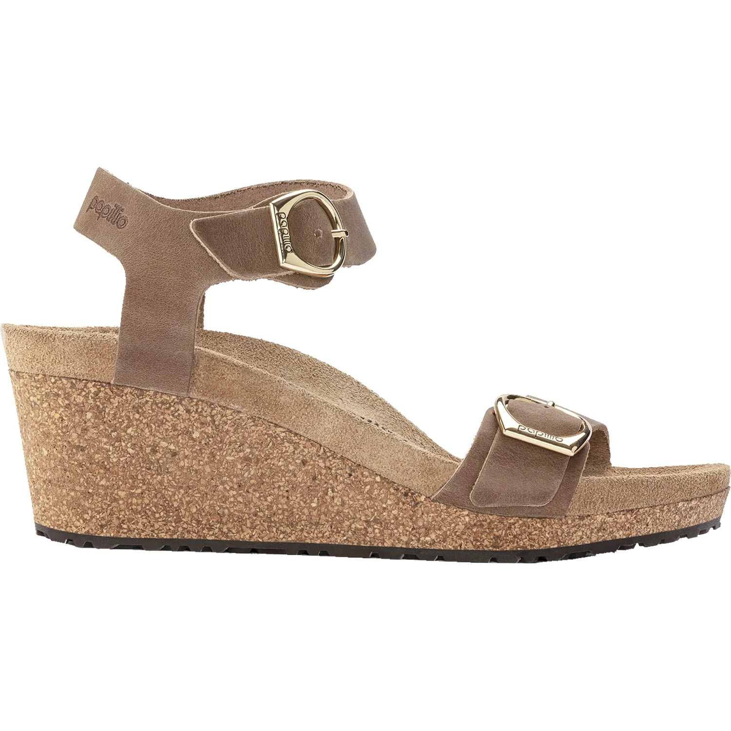 Birkenstock Papillio Soley Women's Wedge Sandals Cognac Nubuck