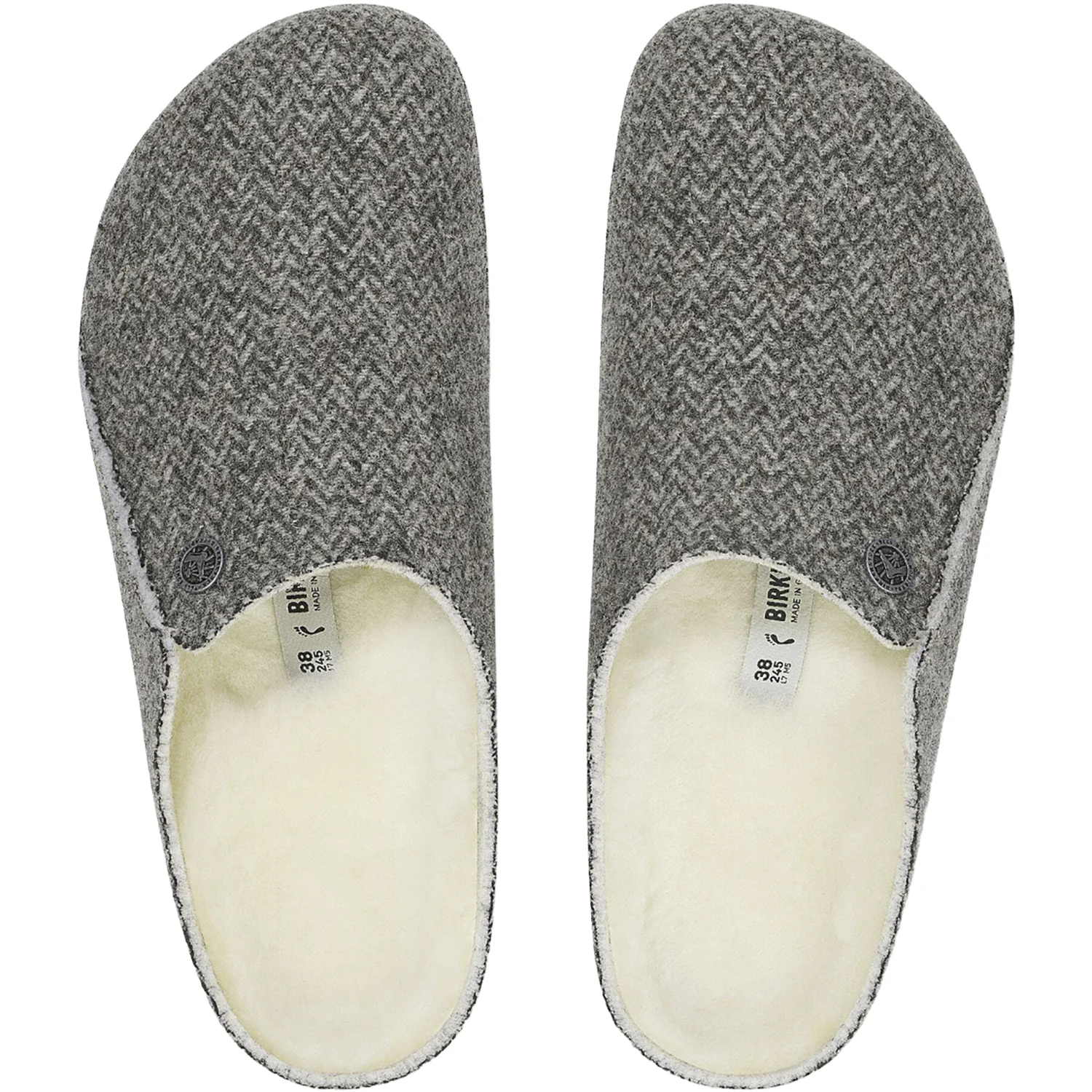 Birkenstock Zermatt Shearling Women's Slippers Herringbone Grey Wool - Image 2