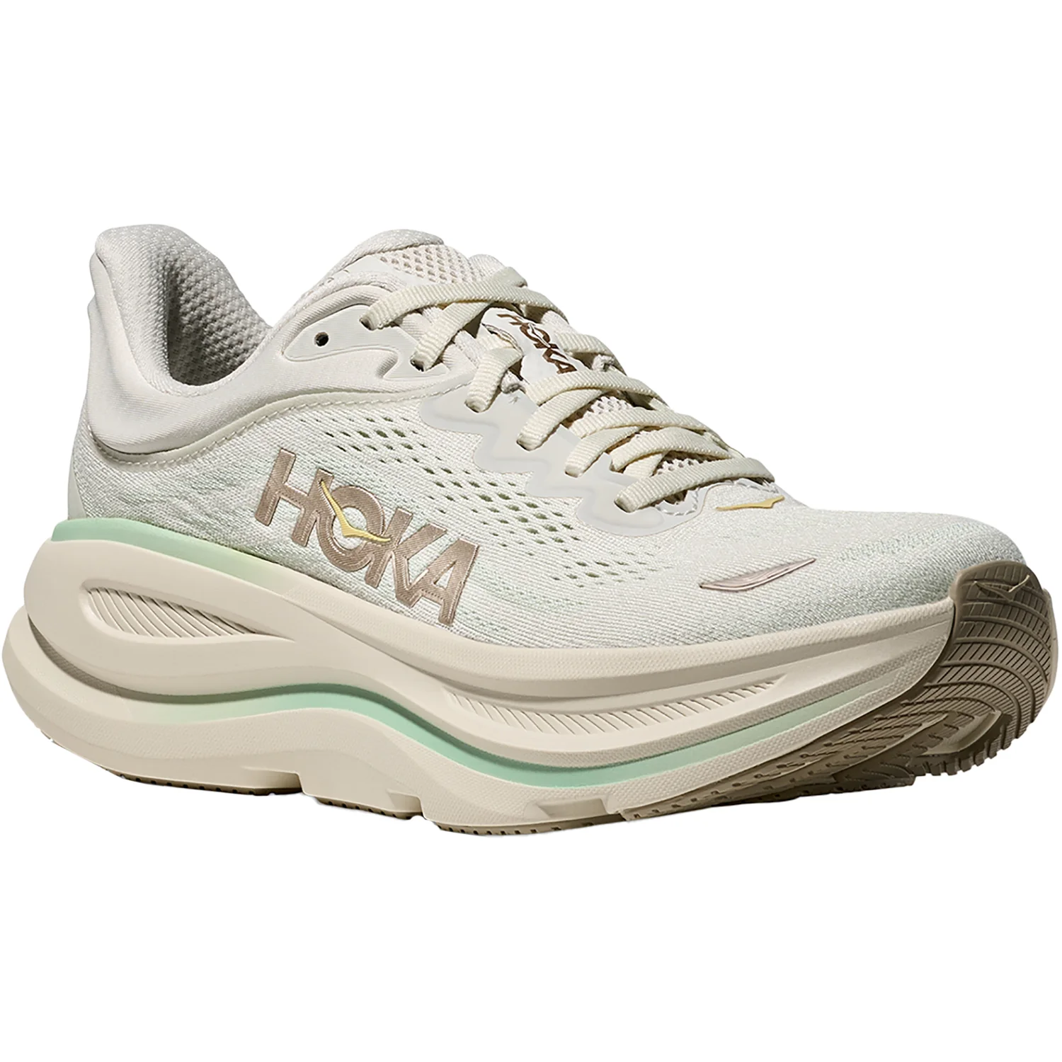 Hoka Bondi 9 (Neutral Support) Women's Athletic Shoes Truffle Salt/Sea Glass - Image 5
