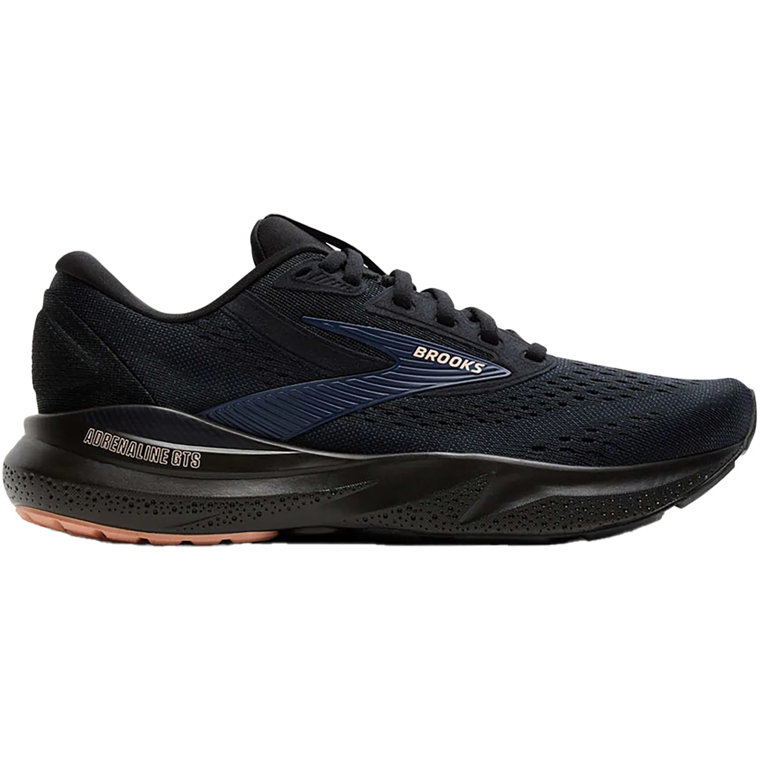 Brooks Adrenaline GTS 24 Stability (Stability Support) Women's Running Shoes Black/Peacoat/Peach Mesh