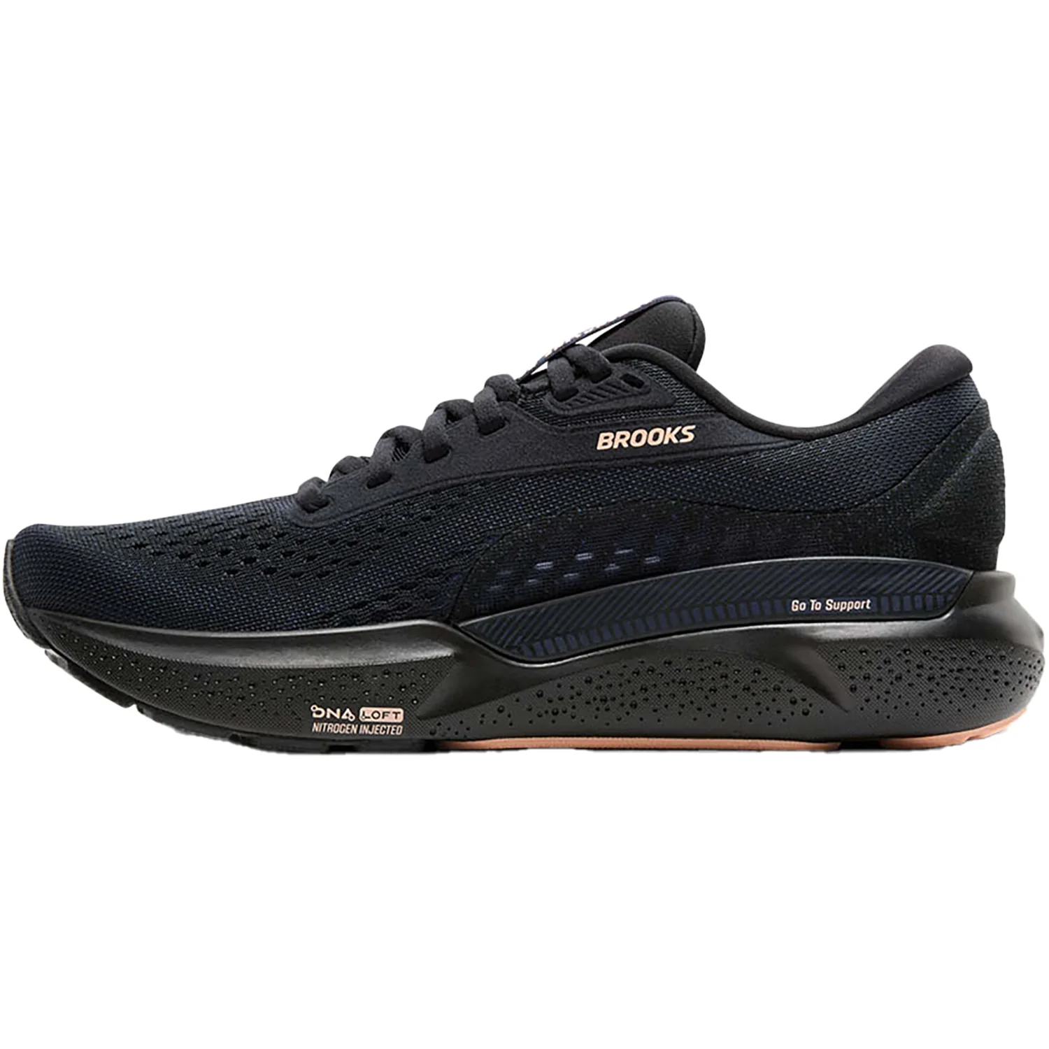 Brooks Adrenaline GTS 24 Stability (Stability Support) Women's Running Shoes Black/Peacoat/Peach Mesh - Image 3