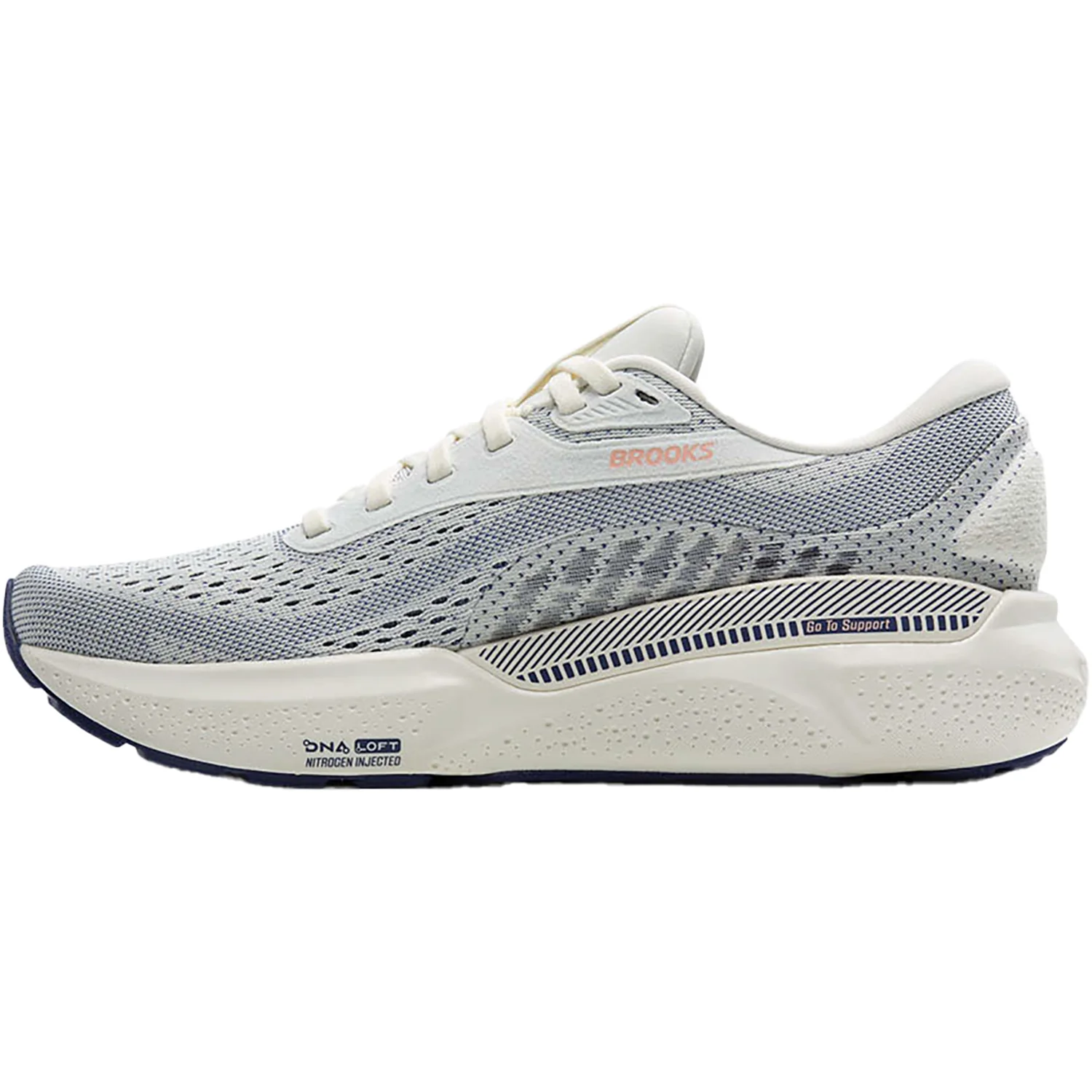 Brooks Adrenaline GTS 24 Stability (Stability Support) Women's Running Shoes Grey/Blue Ribbon/Peach Mesh - Image 3
