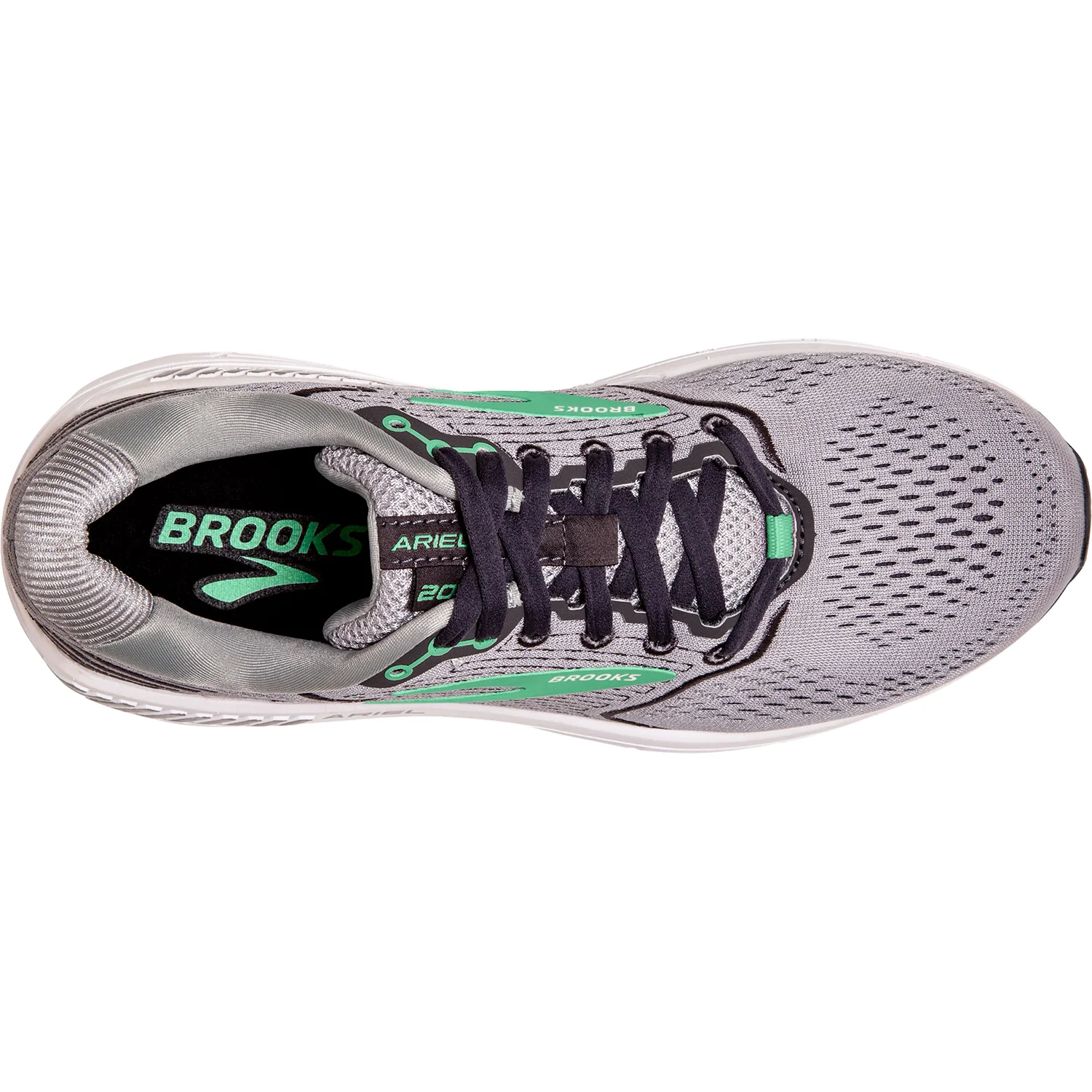Brooks Ariel 20 Women's Road Running Shoes Alloy/Blackened Pearl/Green Mesh - Image 2