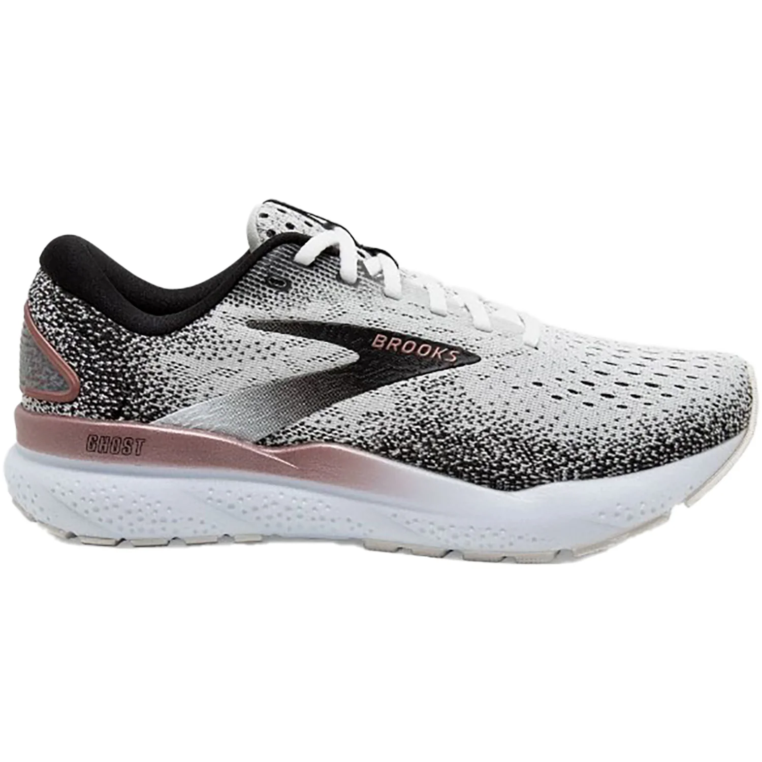 Brooks Ghost 16 (Neutral Support) Women's Athletic Shoes White/Black/Rose Gold Mesh
