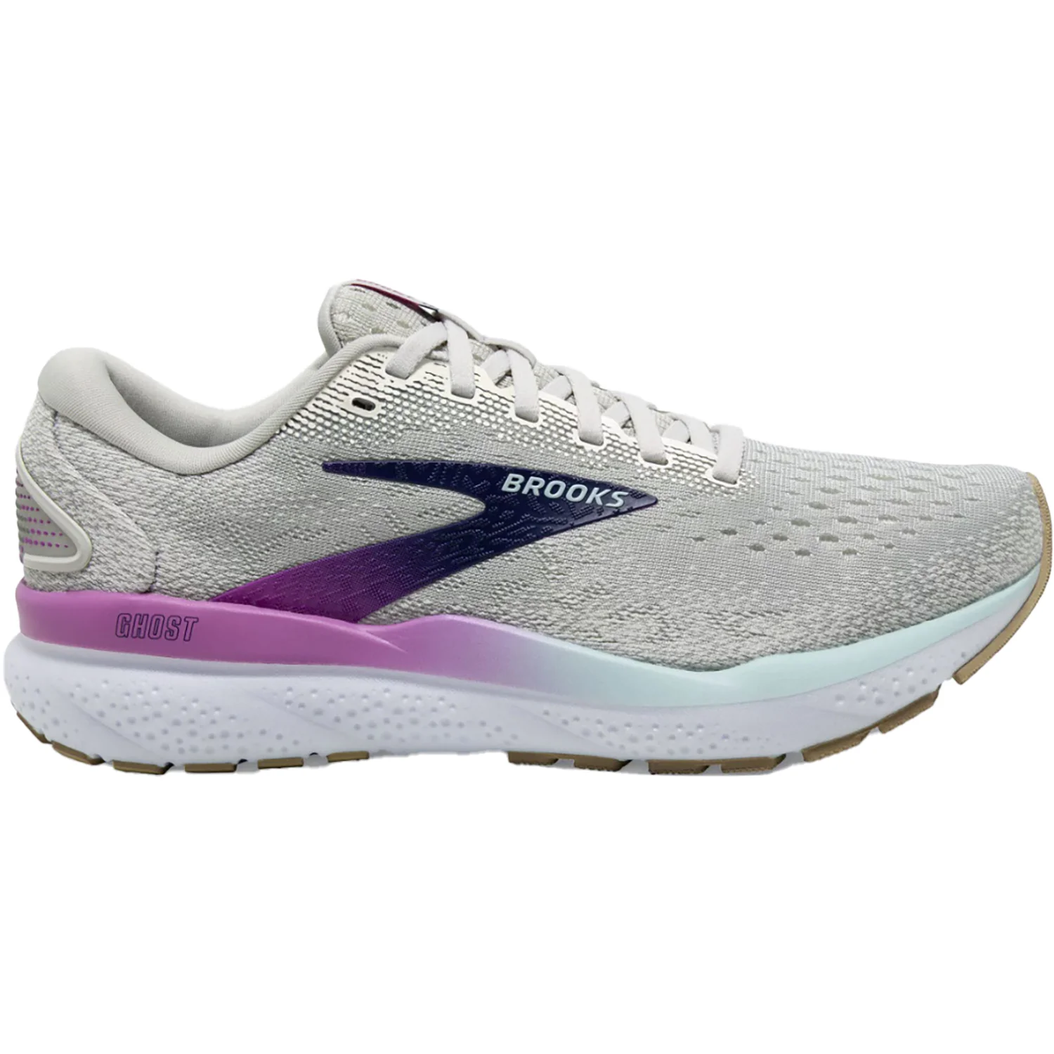 Brooks Ghost 16 (Neutral Support) Women's Athletic Shoes White/Grey/Estate Blue Mesh