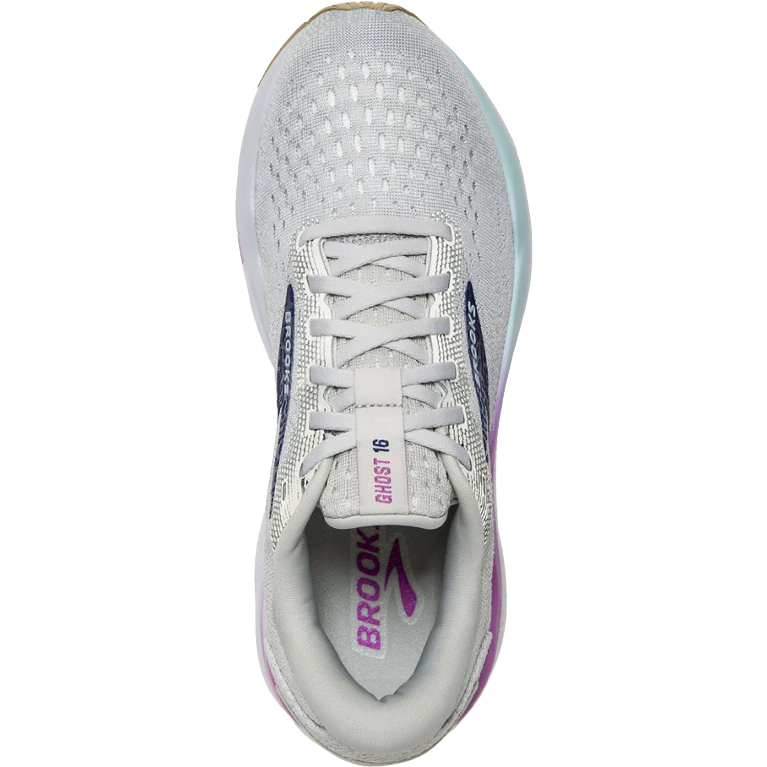 Brooks Ghost 16 (Neutral Support) Women's Athletic Shoes White/Grey/Estate Blue Mesh - Image 2