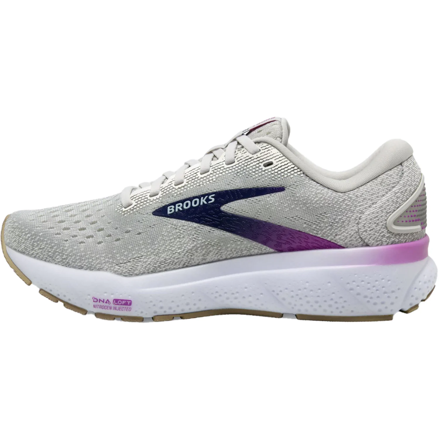 Brooks Ghost 16 (Neutral Support) Women's Athletic Shoes White/Grey/Estate Blue Mesh - Image 3