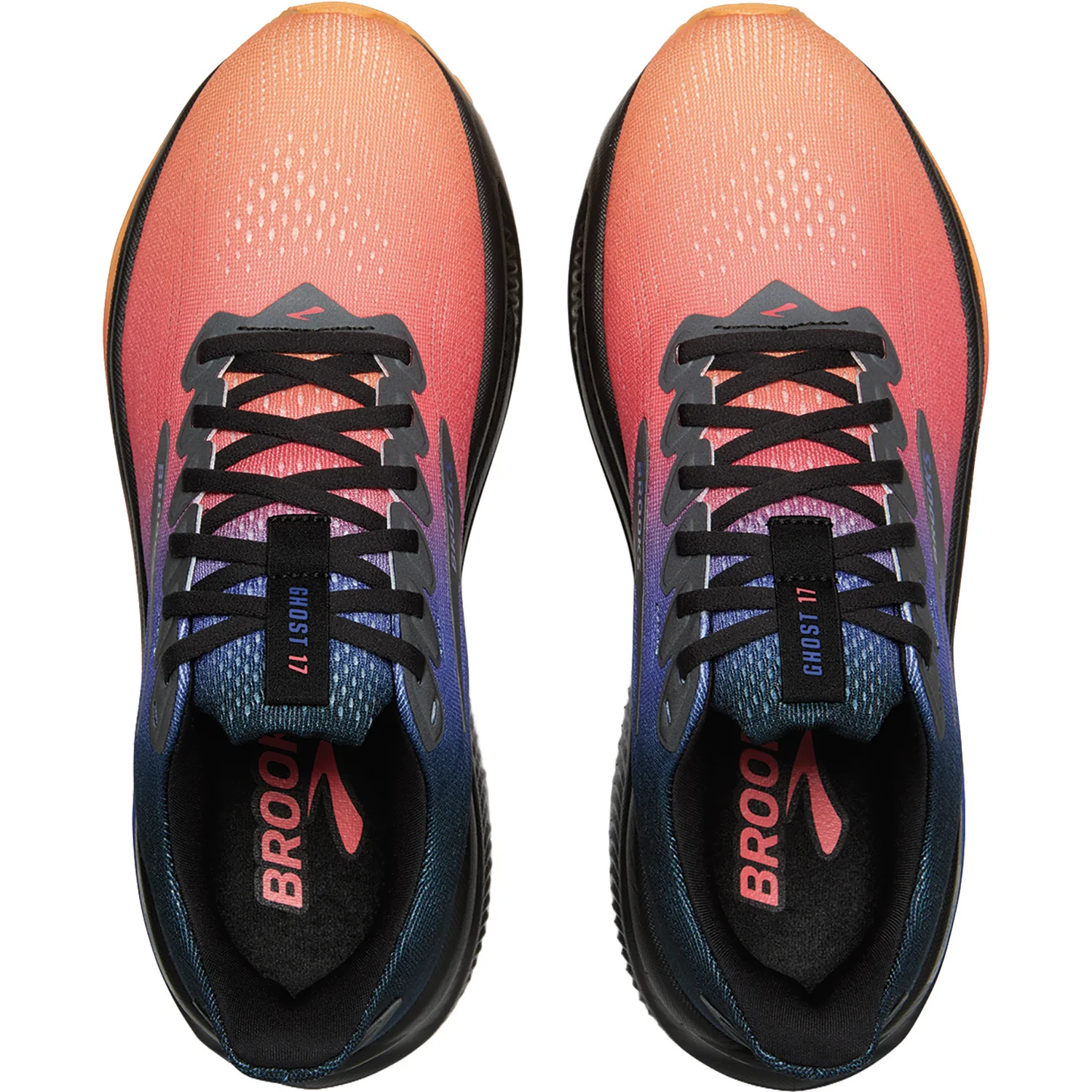 Brooks Ghost 17 (Neutral Support) Women's Athletic Shoes Night Blue/Papaya - Image 2